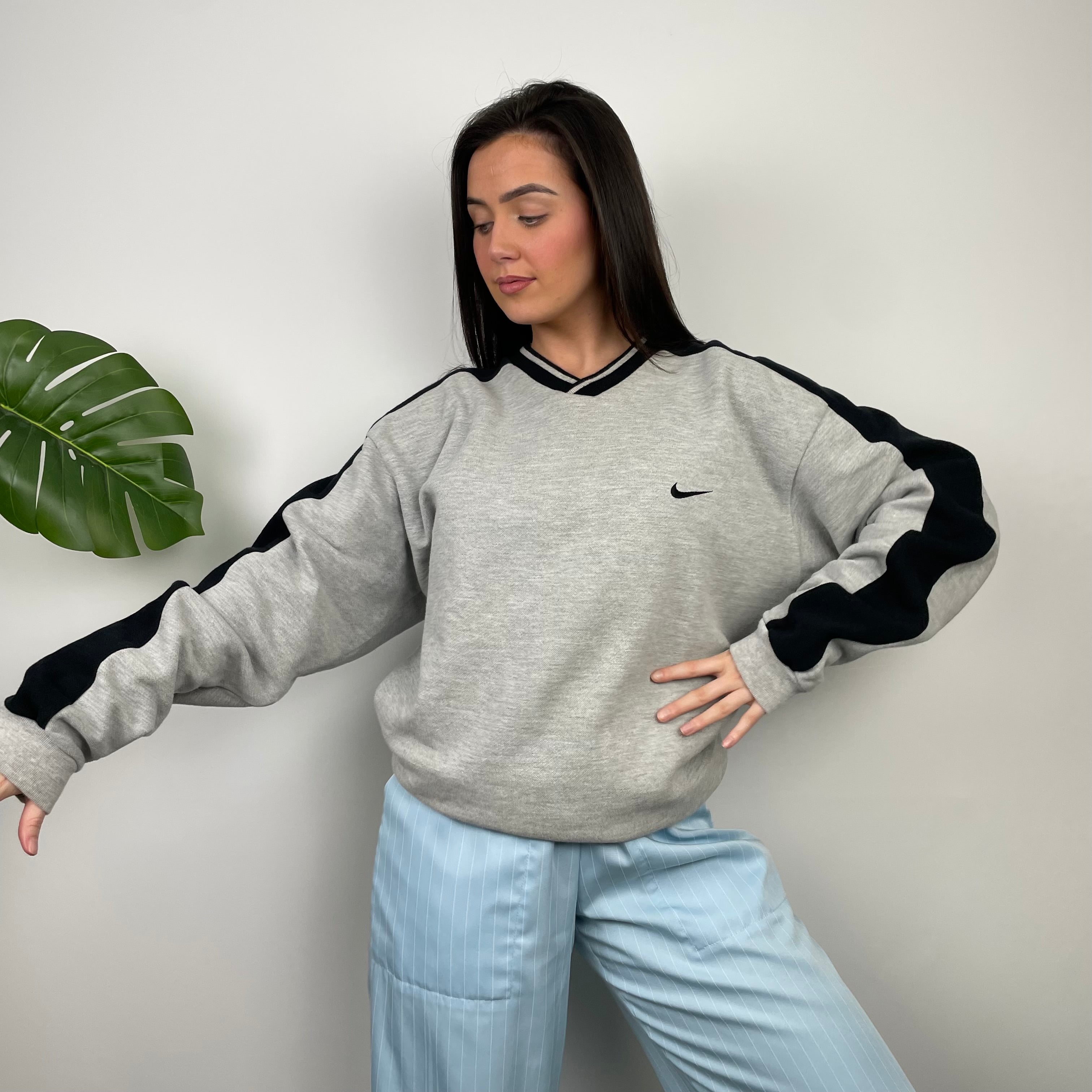 Nike Grey Embroidered Swoosh Sweatshirt (XXL)