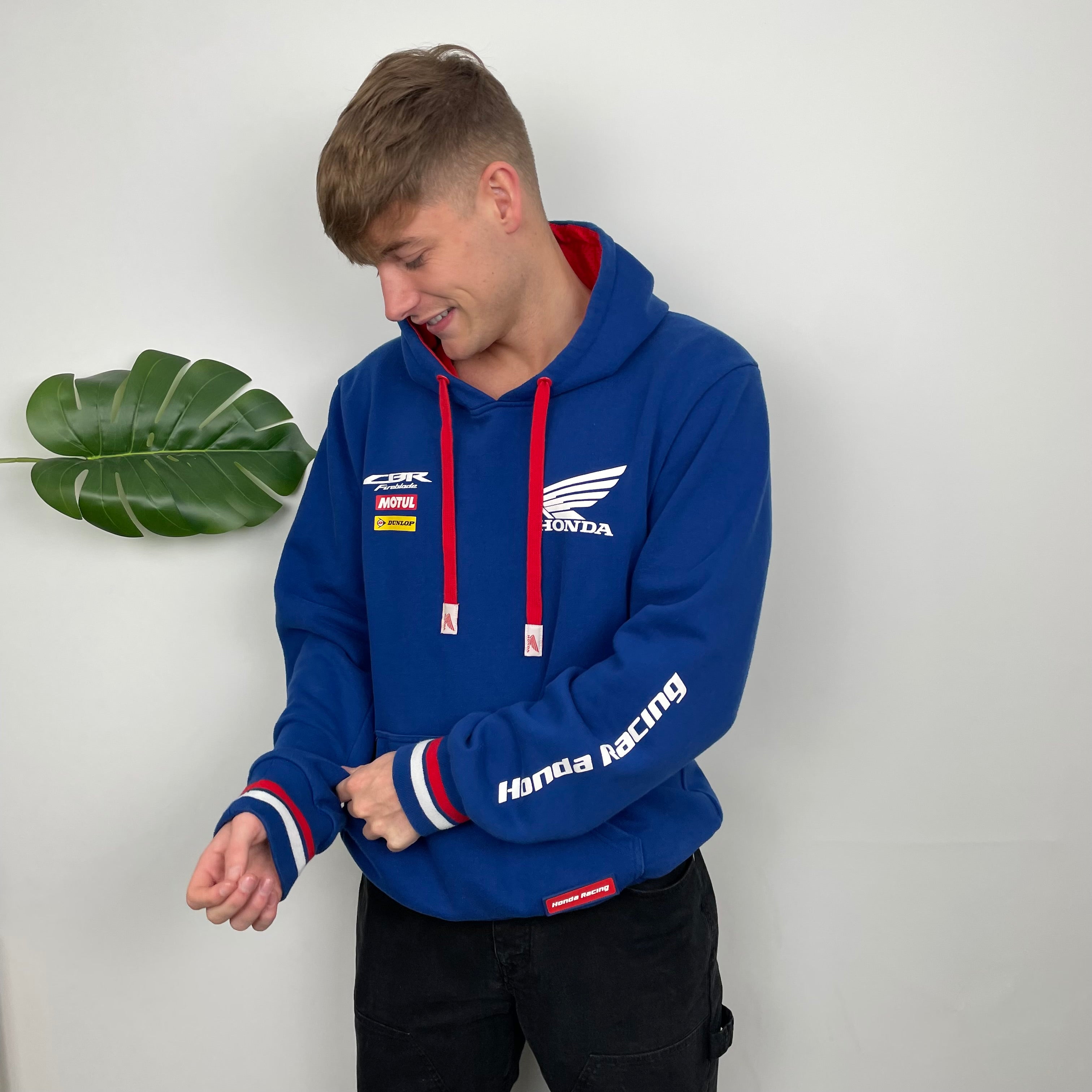 Honda Racing Blue Embroidered Spell Out Hoodie (L)