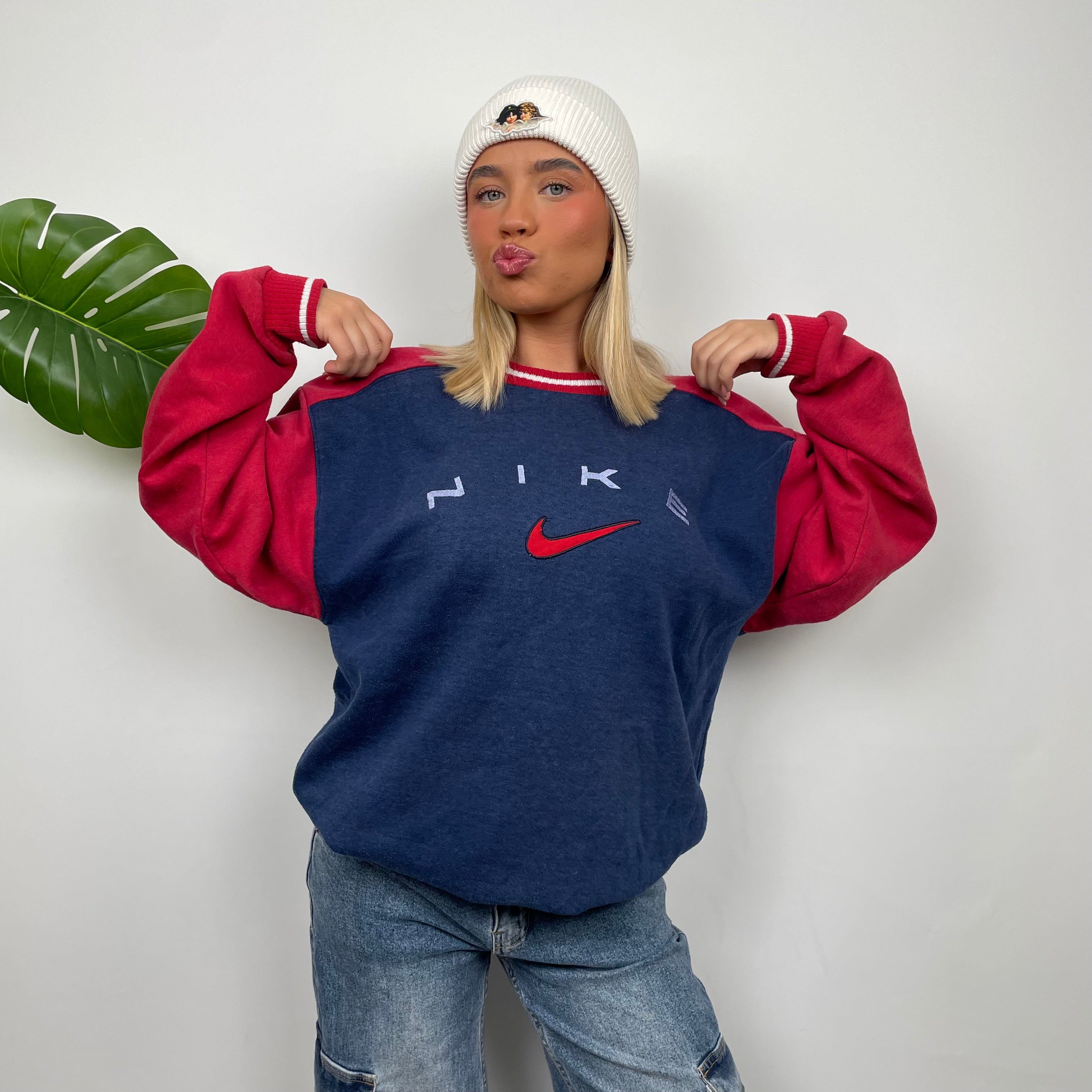 Nike Navy Embroidered Spell Out Sweatshirt (L)