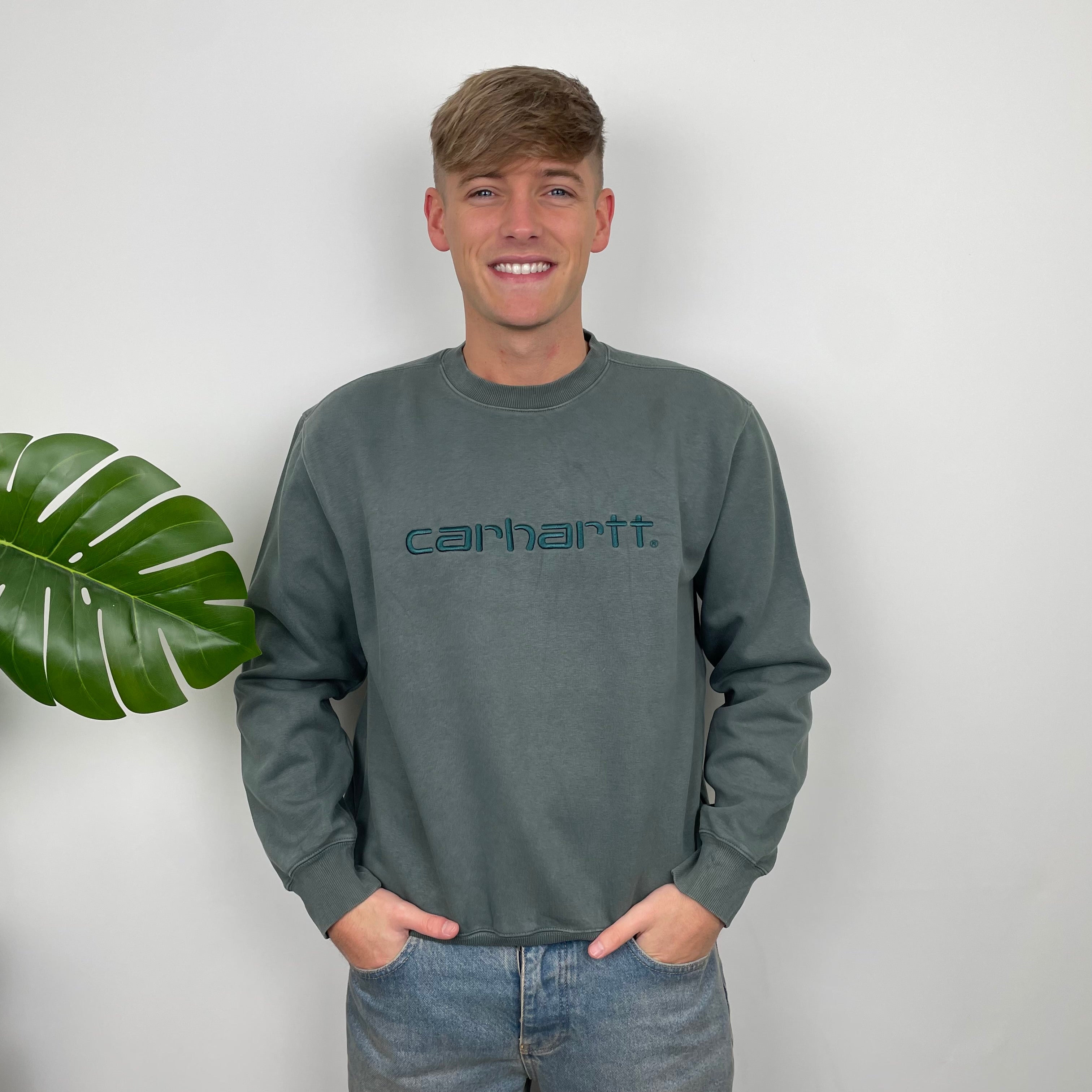 Carhartt Green Embroidered Spell Out Sweatshirt (M)