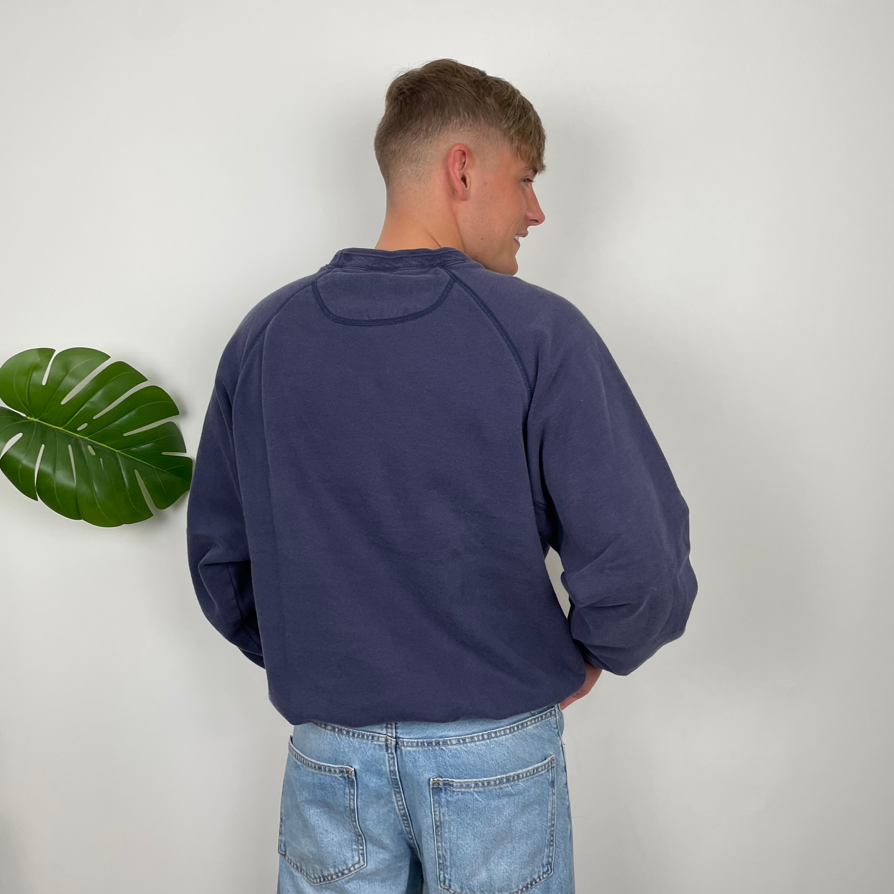 Adidas Navy Embroidered Spell Out Sweatshirt (L)