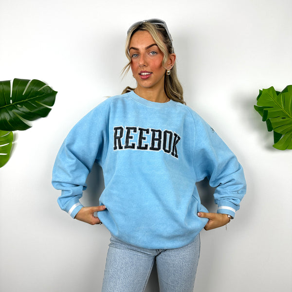 Reebok Baby Blue Embroidered Spell Out Sweatshirt (M)