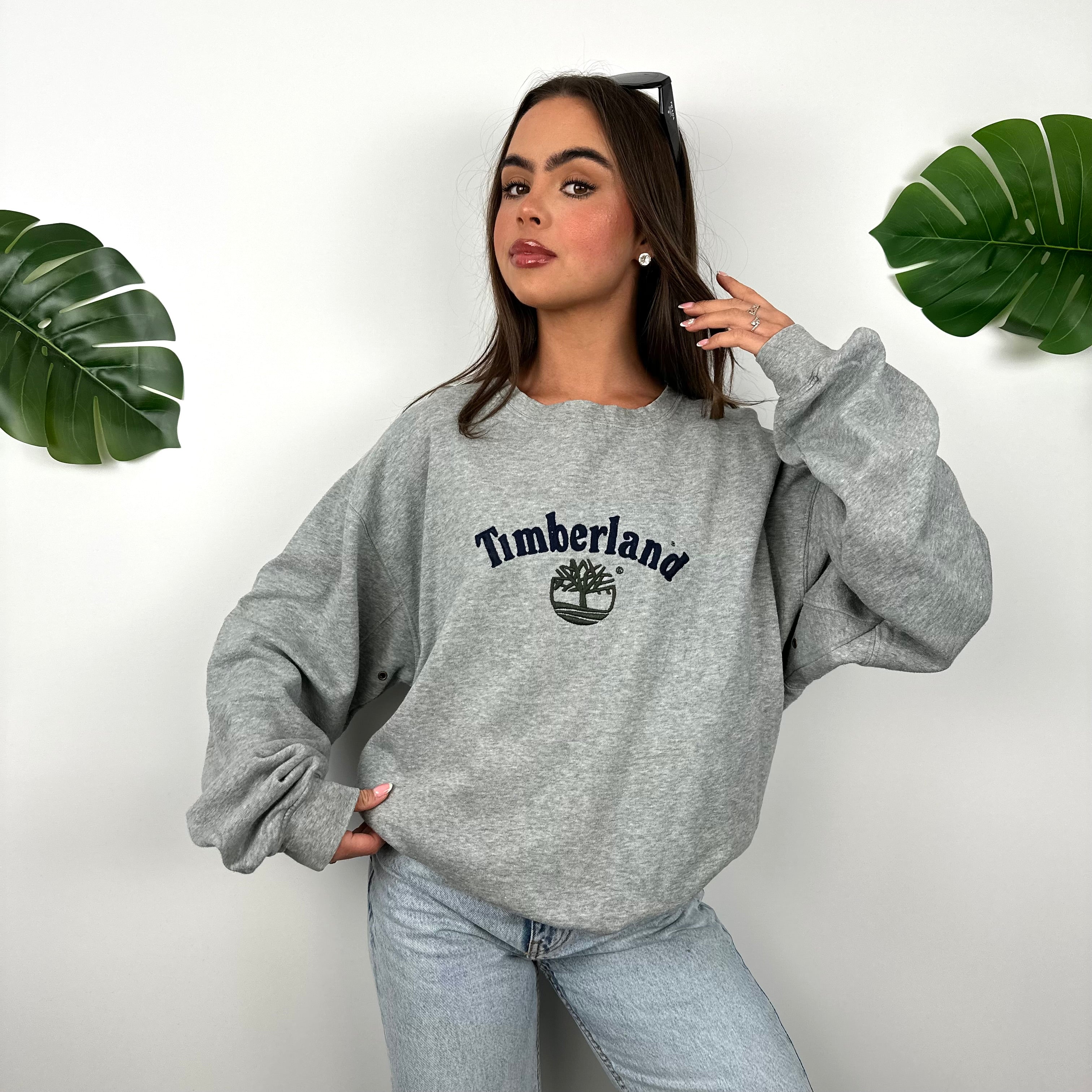 Timberland Grey Embroidered Spell Out Sweatshirt (L)