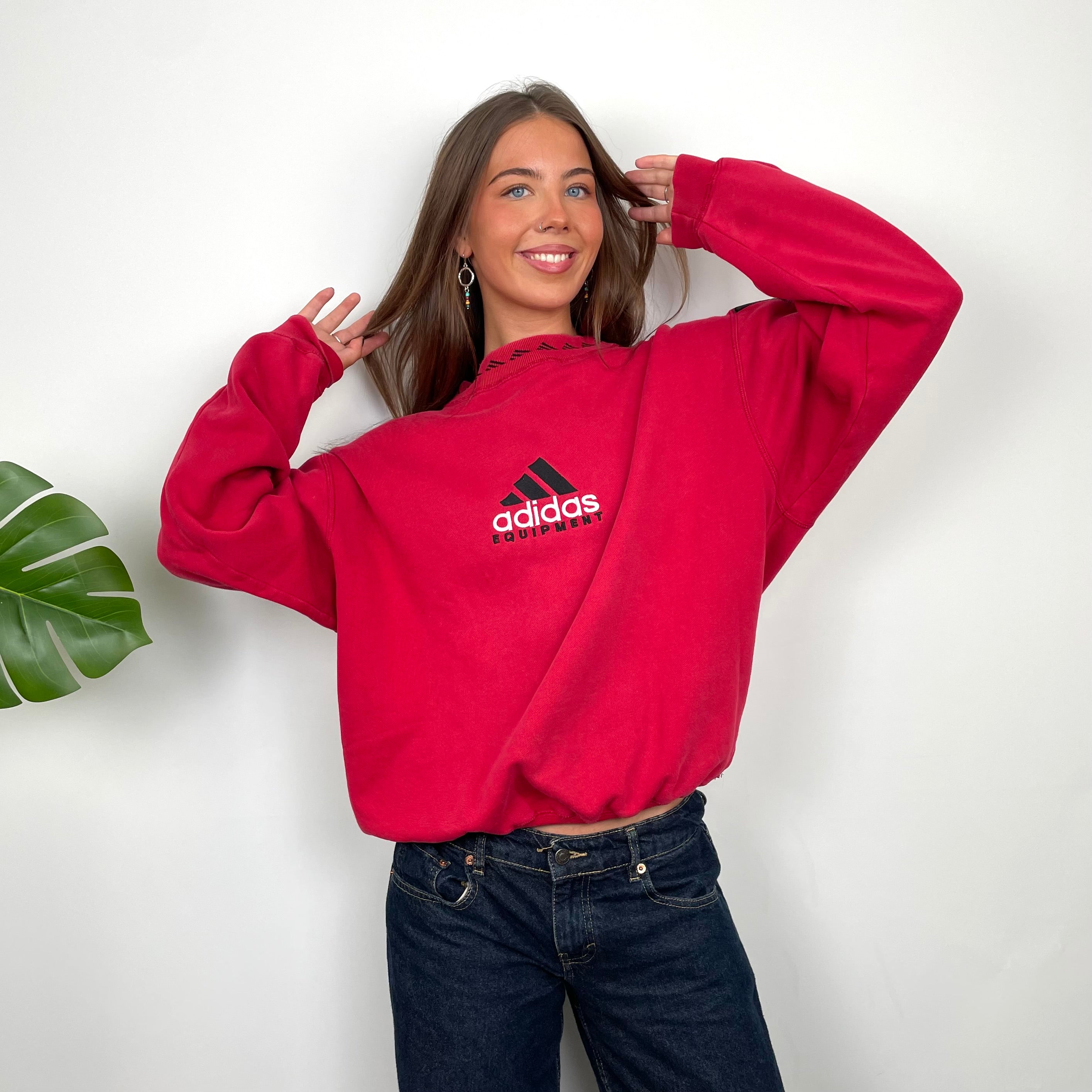 Adidas Equipment RARE Red Embroidered Spell Out Sweatshirt (M)