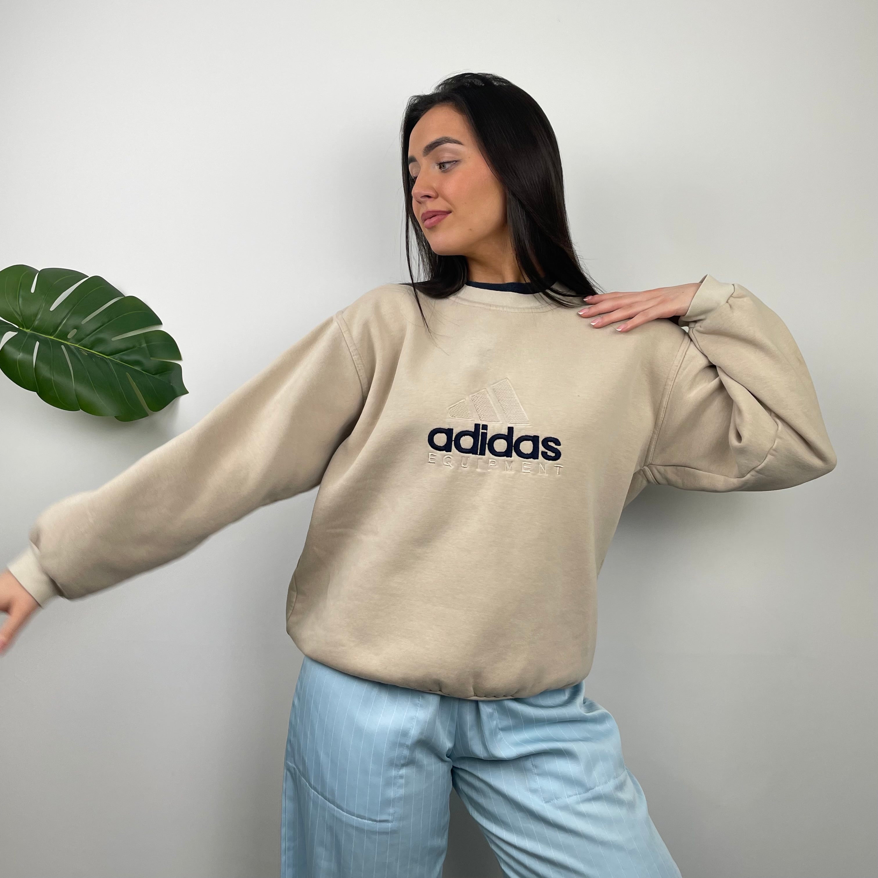 Adidas Equipment RARE Tan Beige Embroidered Spell Out Sweatshirt (M)