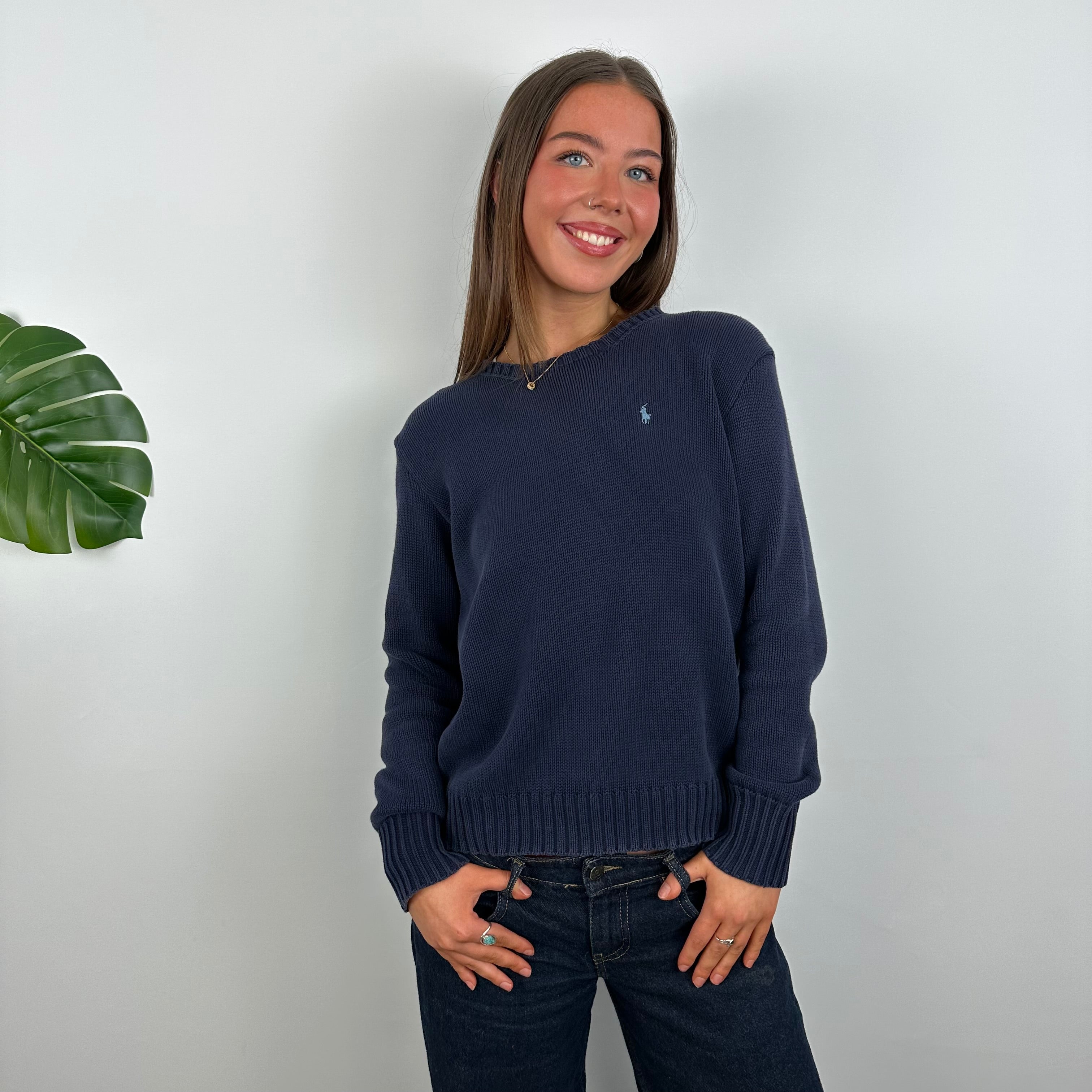 Polo Ralph Lauren Navy Embroidered Logo Knitted Sweater (S)
