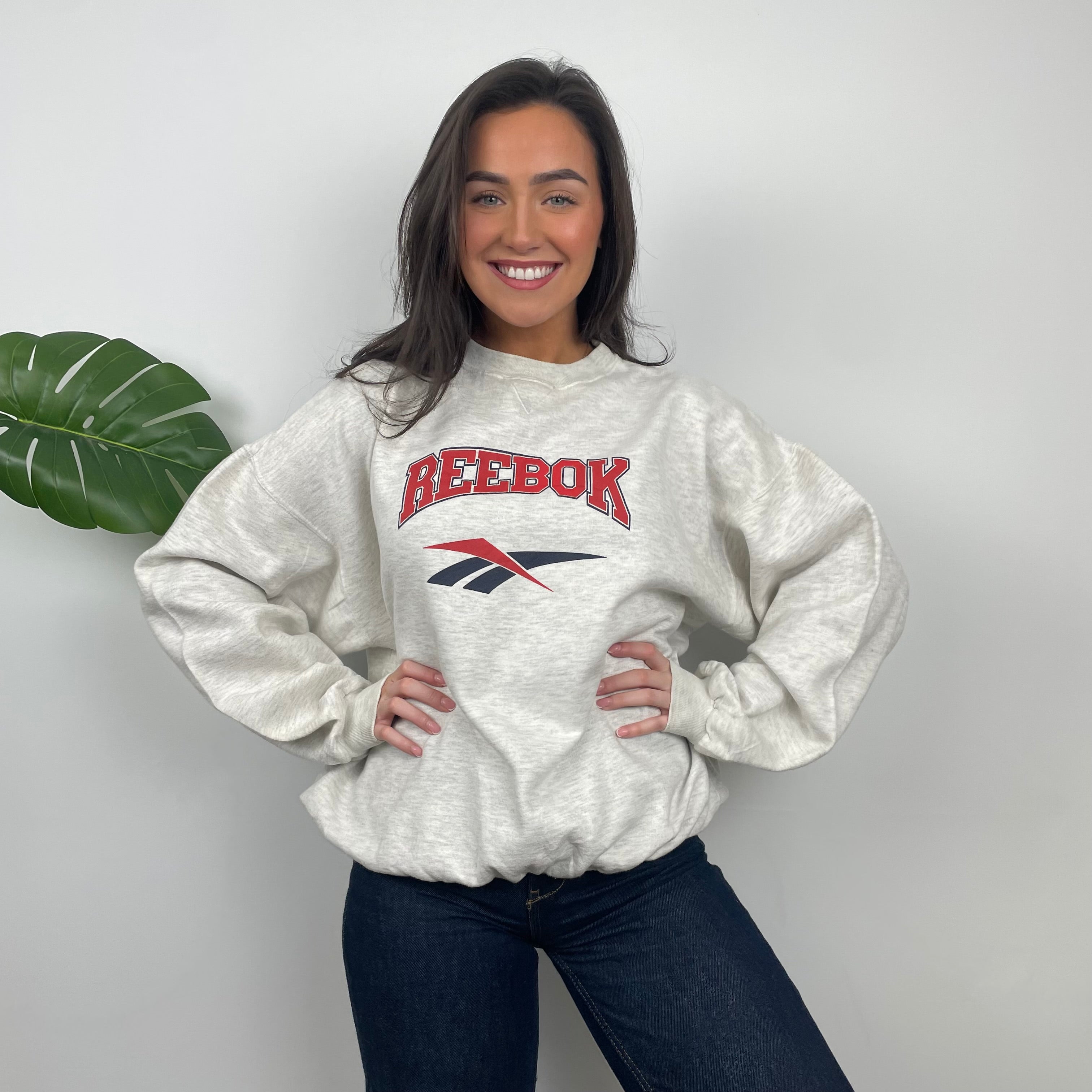 Reebok Grey Embroidered Spell Out Sweatshirt (L)