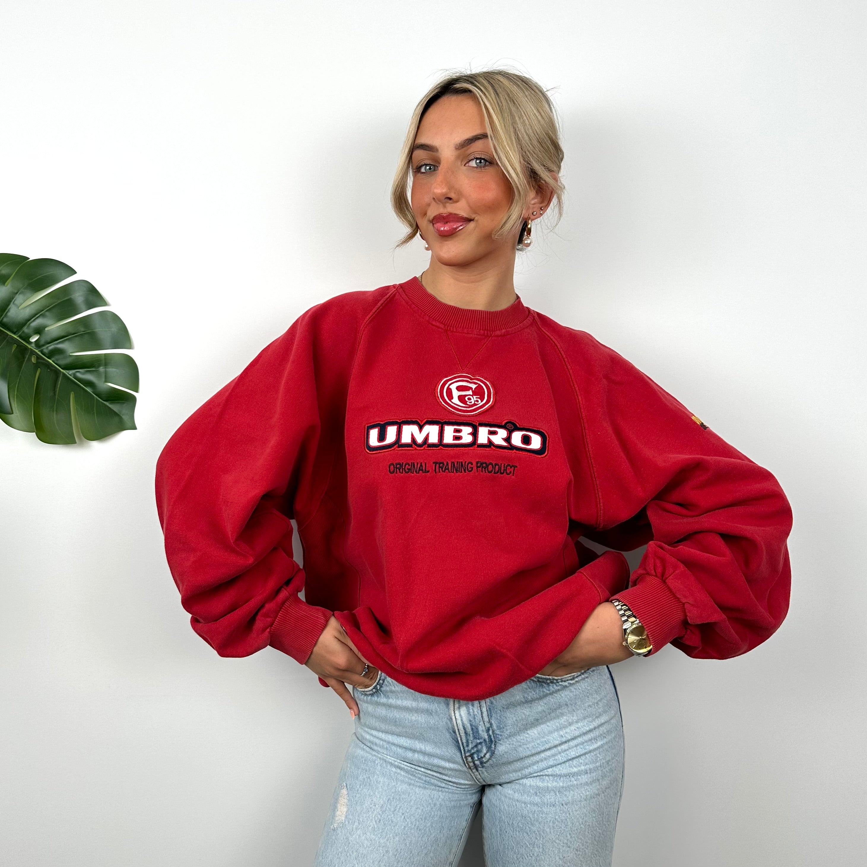 Umbro Red Embroidered Spell Out Sweatshirt (L)