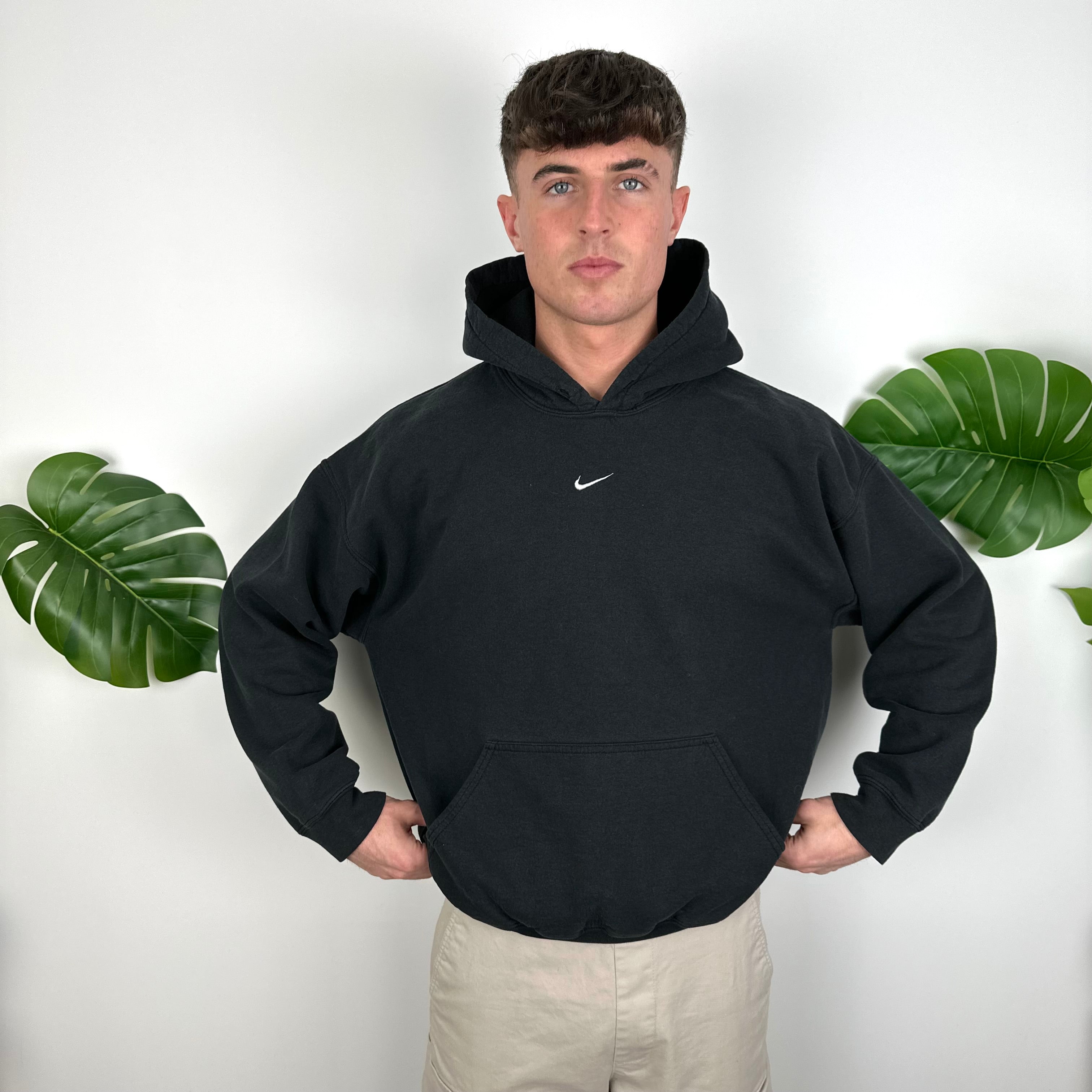 Nike Black Embroidered Centre Swoosh Hoodie (M)