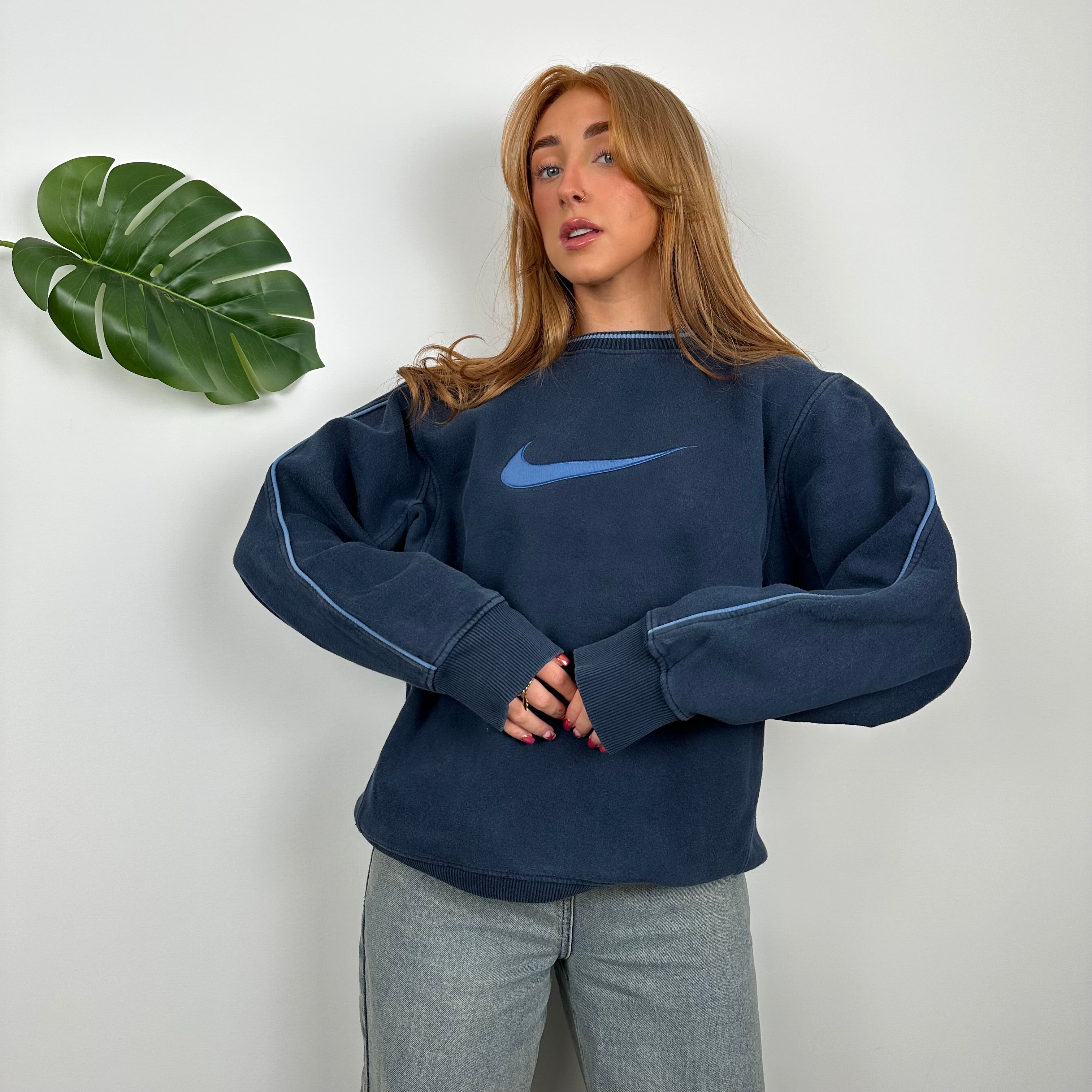 Nike Navy Embroidered Swoosh Sweatshirt (M)