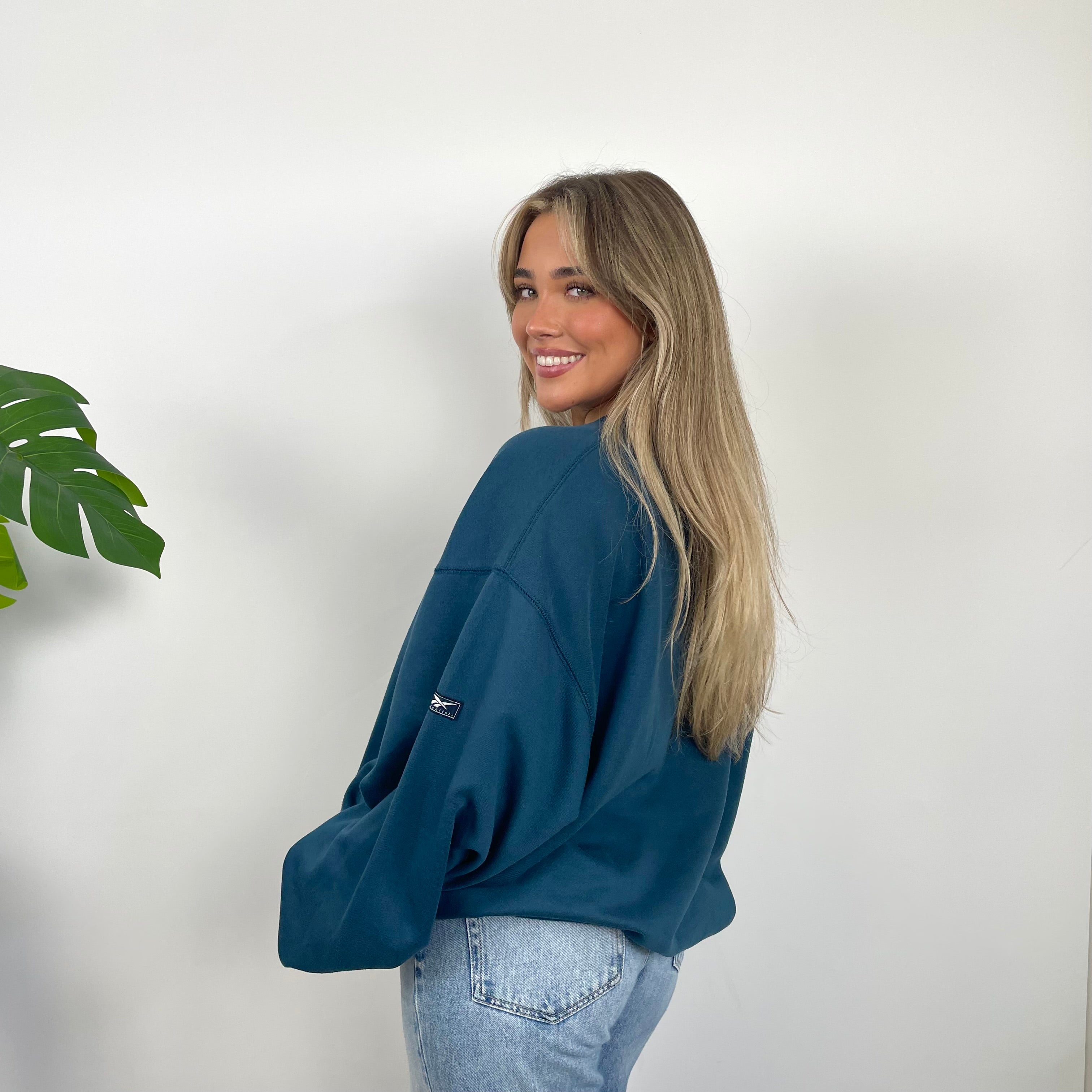 Reebok RARE Green Embroidered Spell Out Sweatshirt (L)