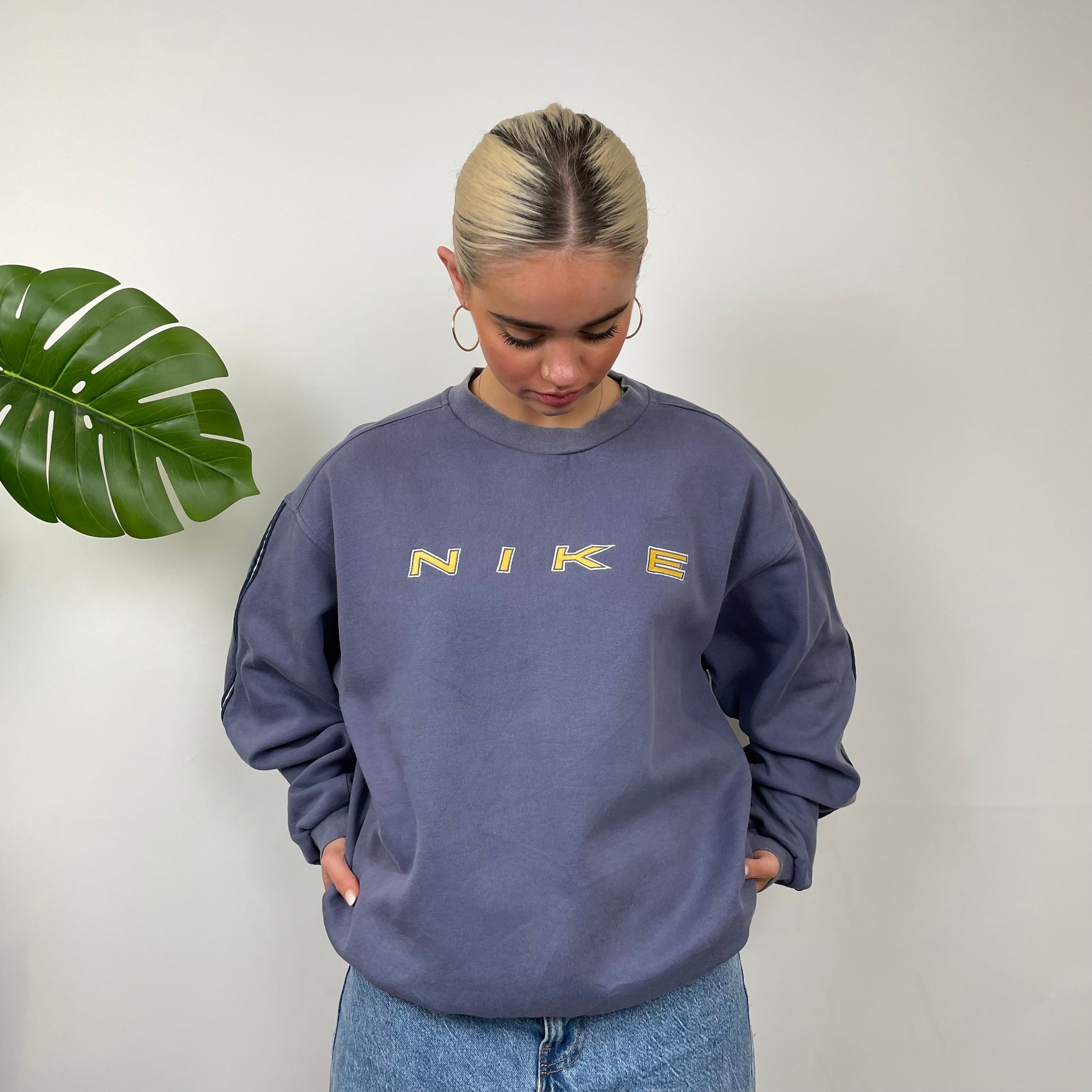 Nike Navy Embroidered Spell Out Sweatshirt (L)