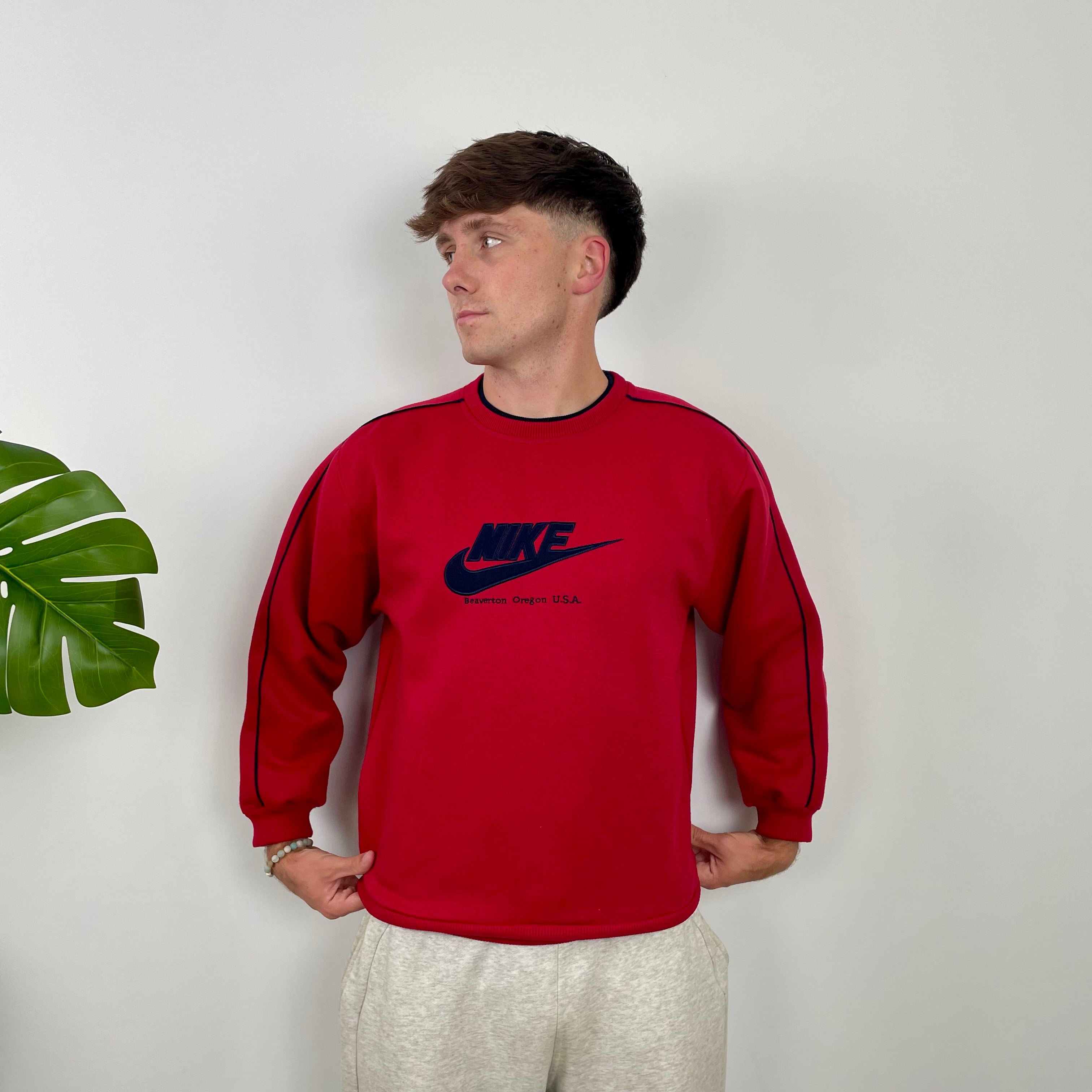 Nike Red Embroidered Spell Out Sweatshirt (S)
