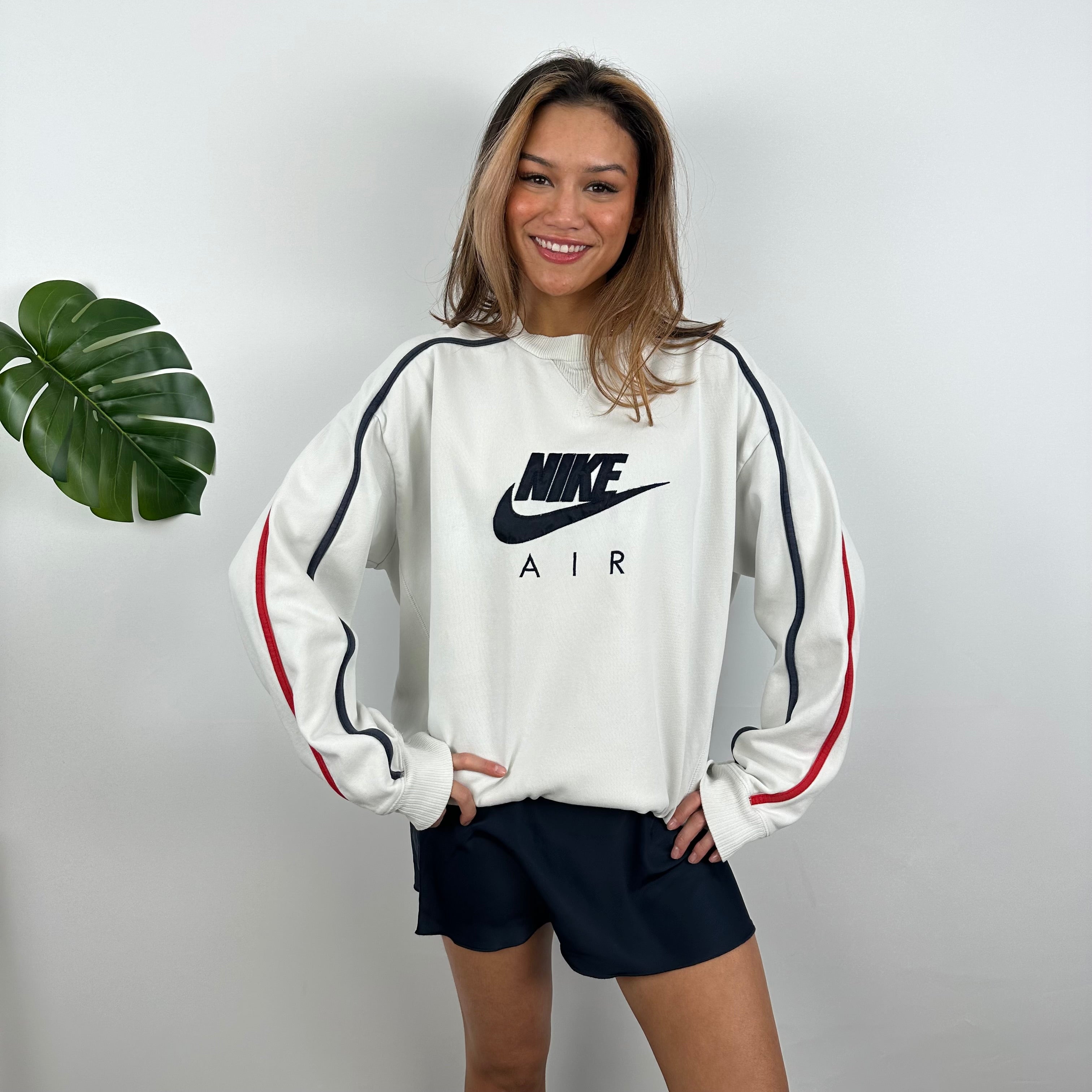 Nike RARE White Embroidered Spell Out Sweatshirt (XL)