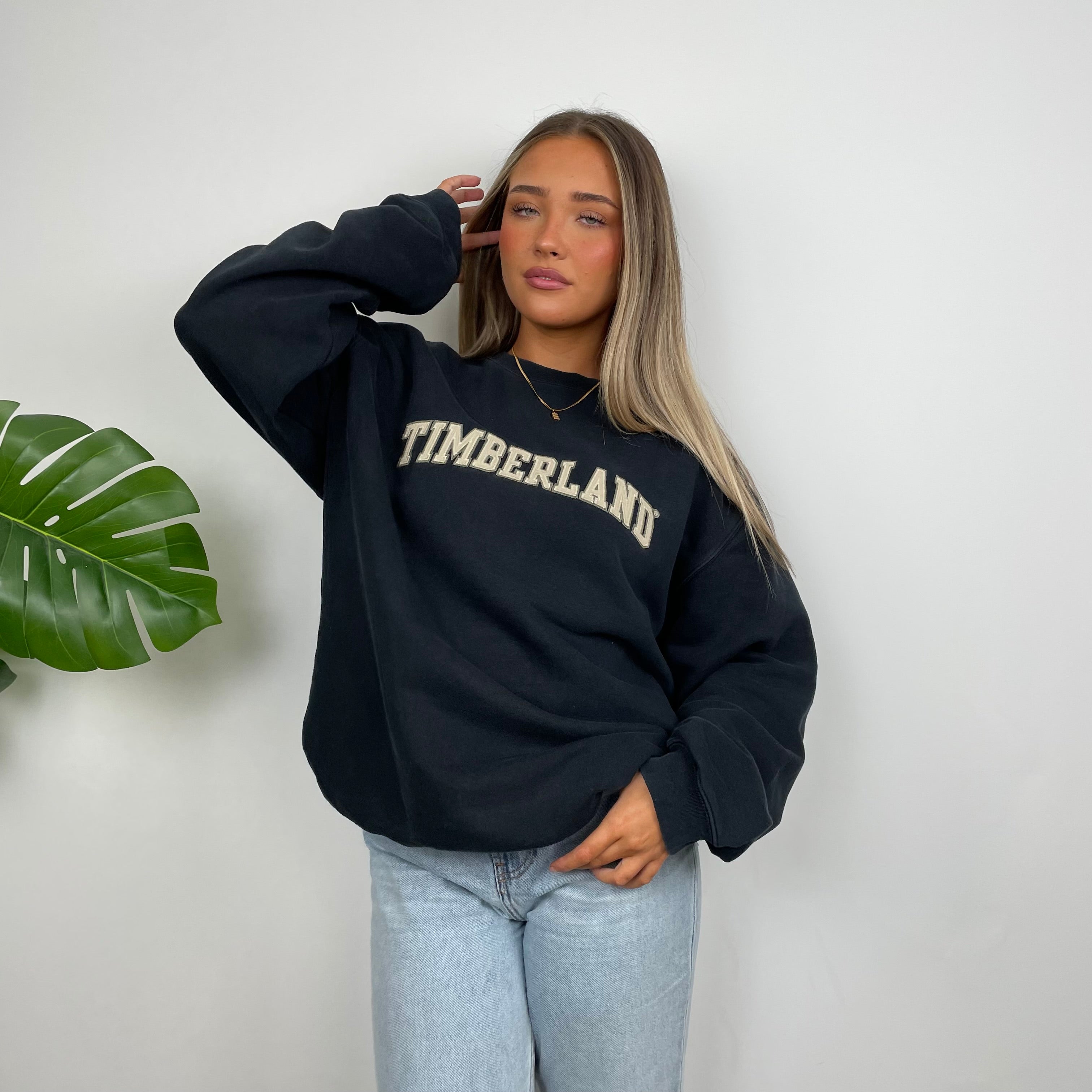 Timberland Black Embroidered Spell Out Sweatshirt (L)