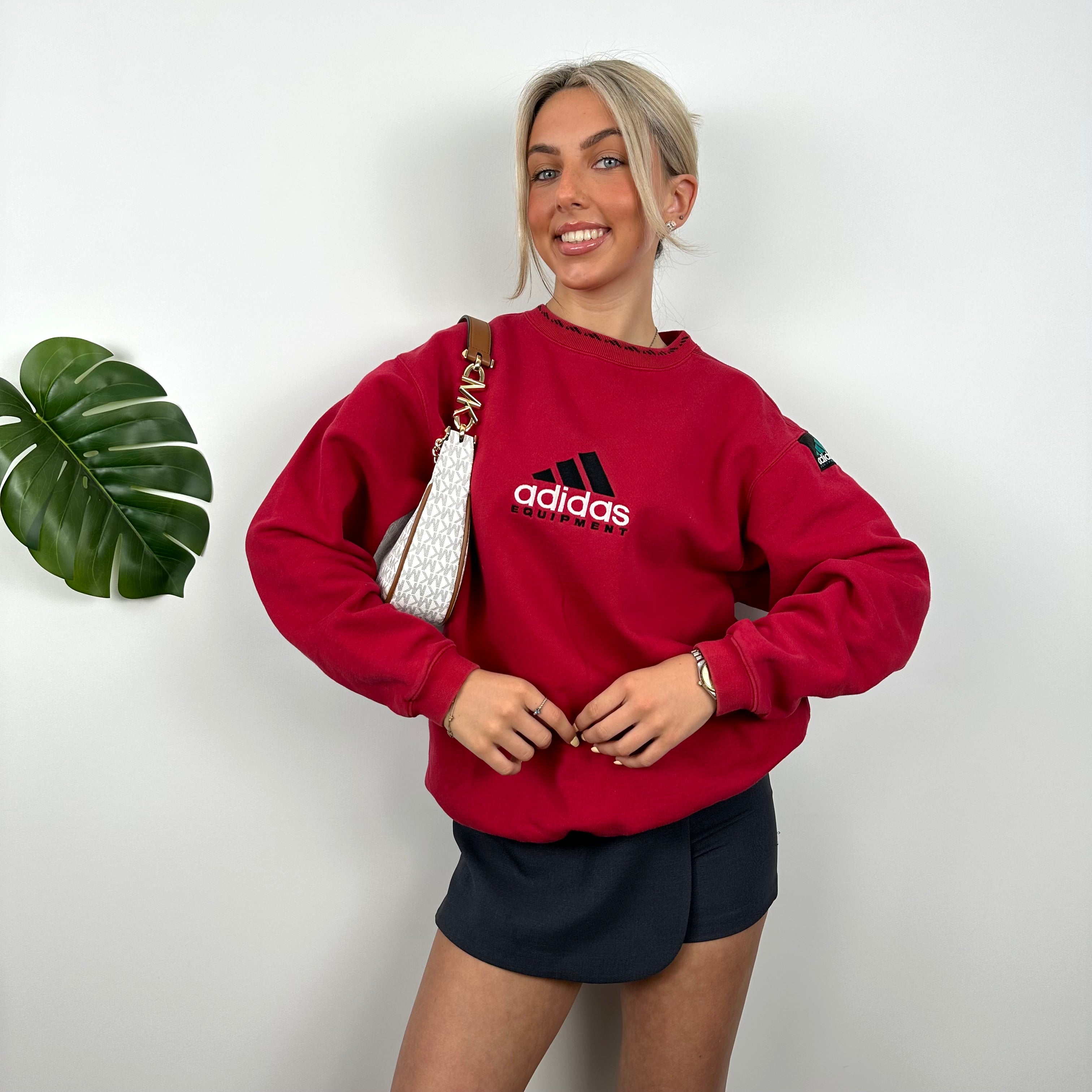 Adidas Equipment RARE Red Embroidered Spell Out Sweatshirt (M)