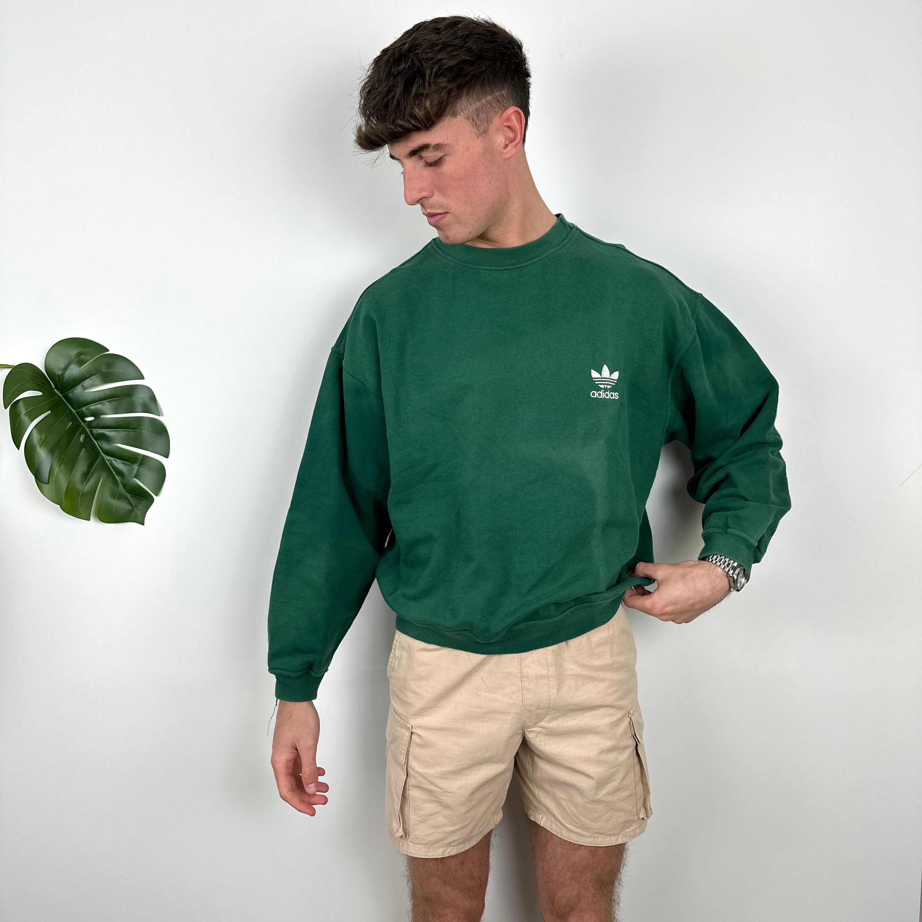 Adidas Green Embroidered Spell Out Sweatshirt (M)