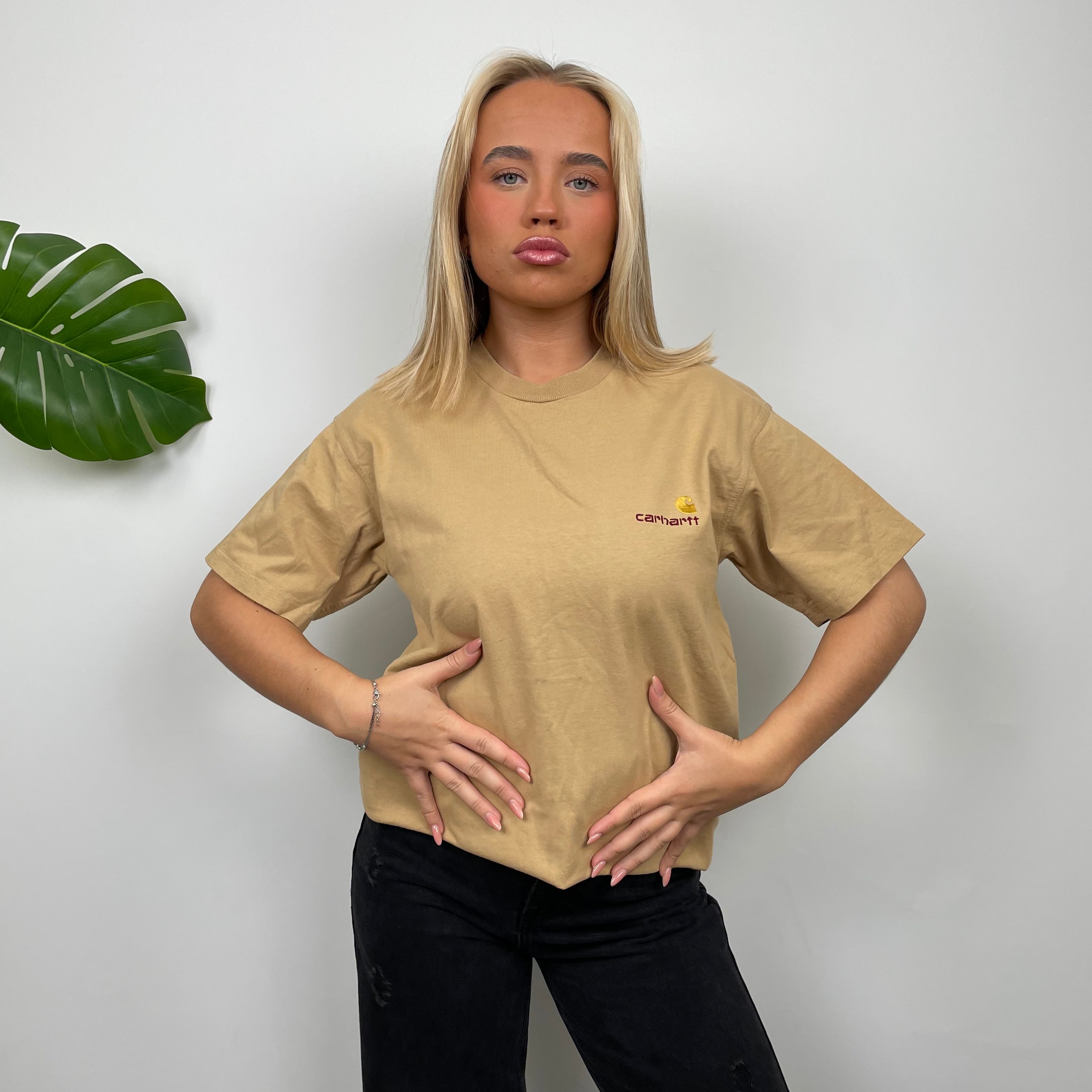 Carhartt Tan Spell Out T Shirt (S)