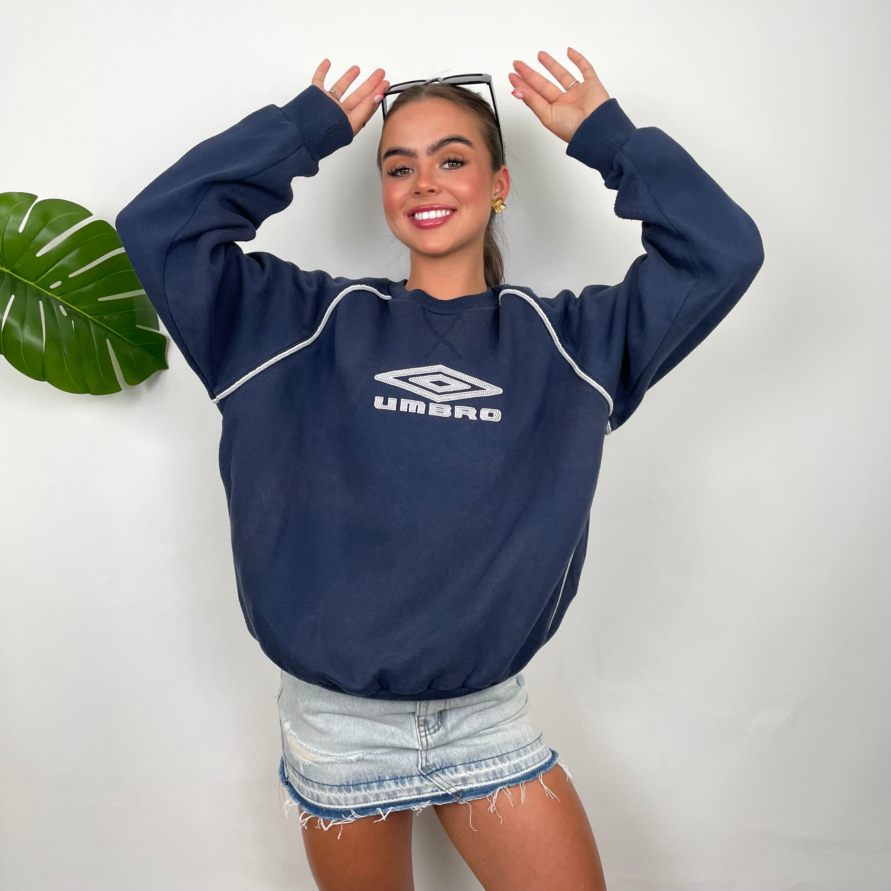 Umbro Navy Embroidered Spell Out Sweatshirt (L)