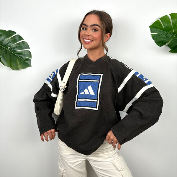 Adidas Black Embroidered Logo Sweatshirt (M)