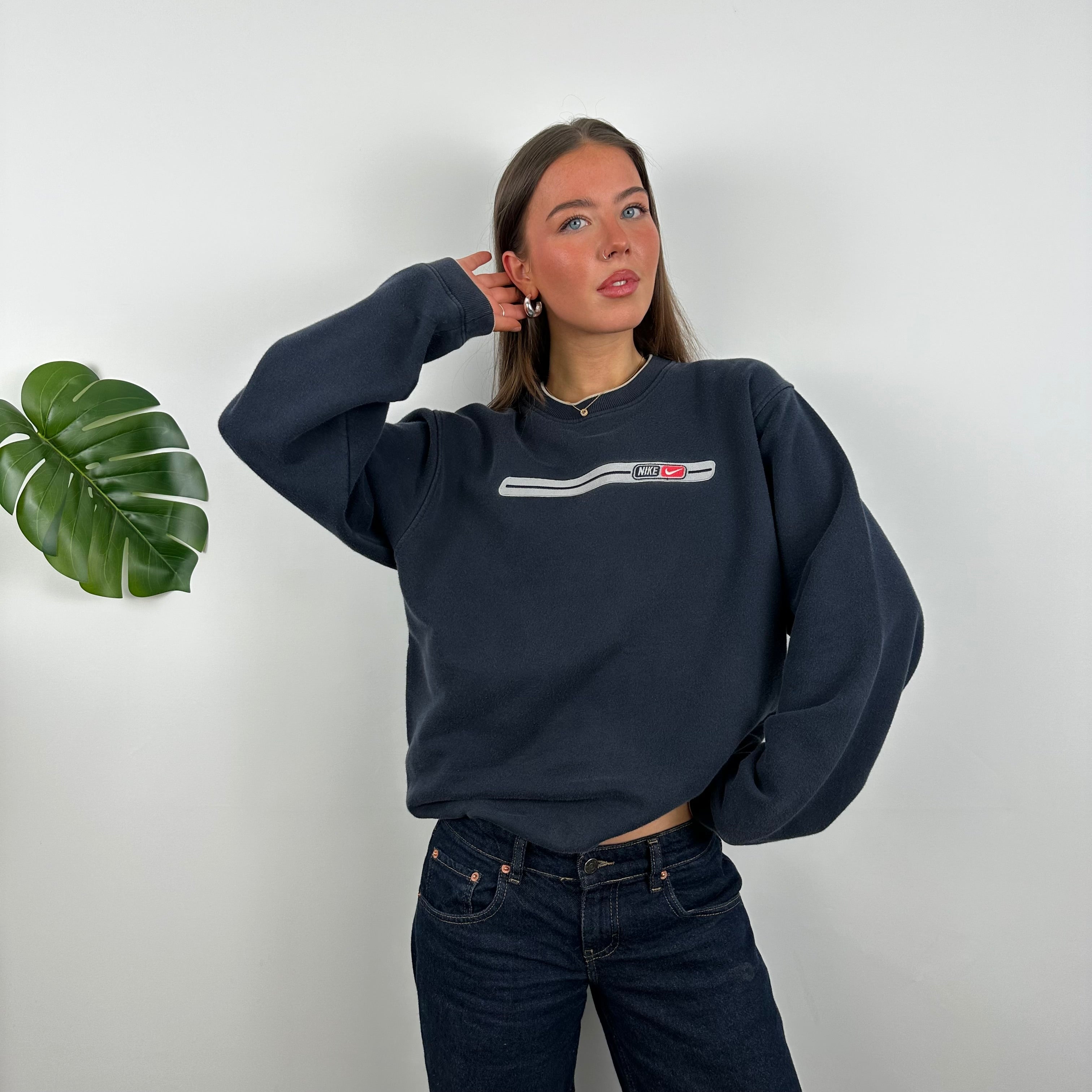 Nike Navy Embroidered Spell Out Sweatshirt (M)