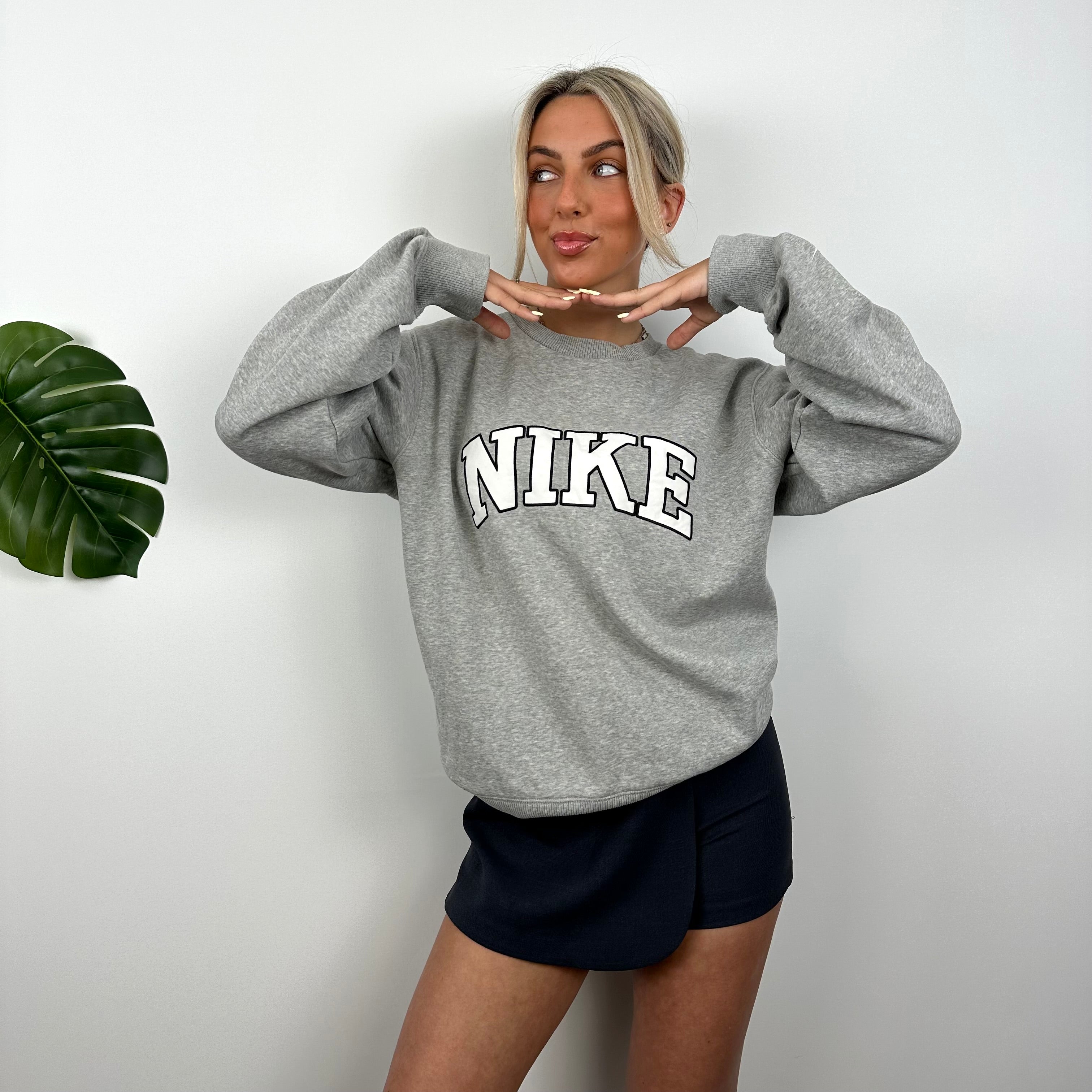 Nike Grey Embroidered Spell Out Sweatshirt (M)