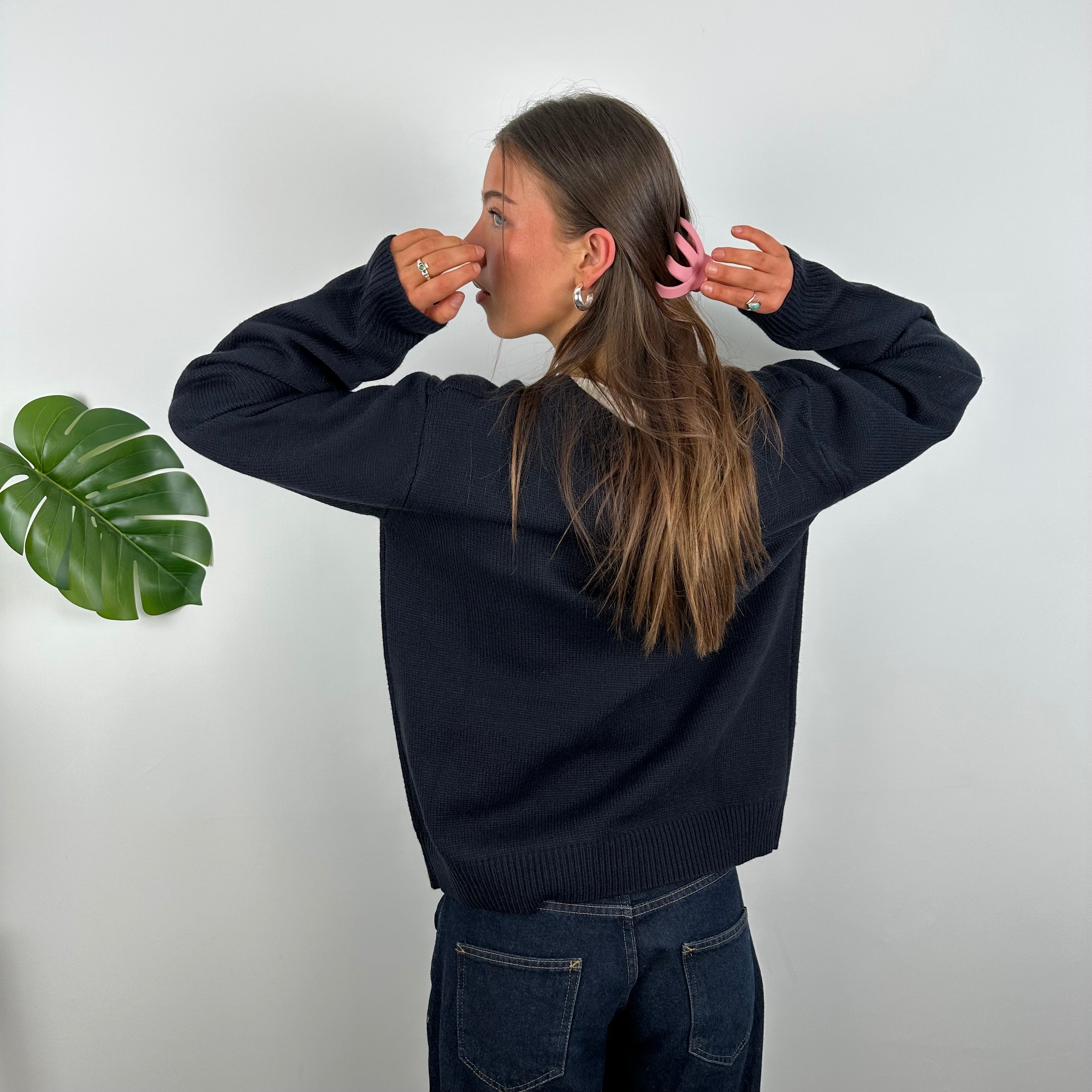 Polo Ralph Lauren Navy Embroidered Spell Out Knitted Sweater (M)