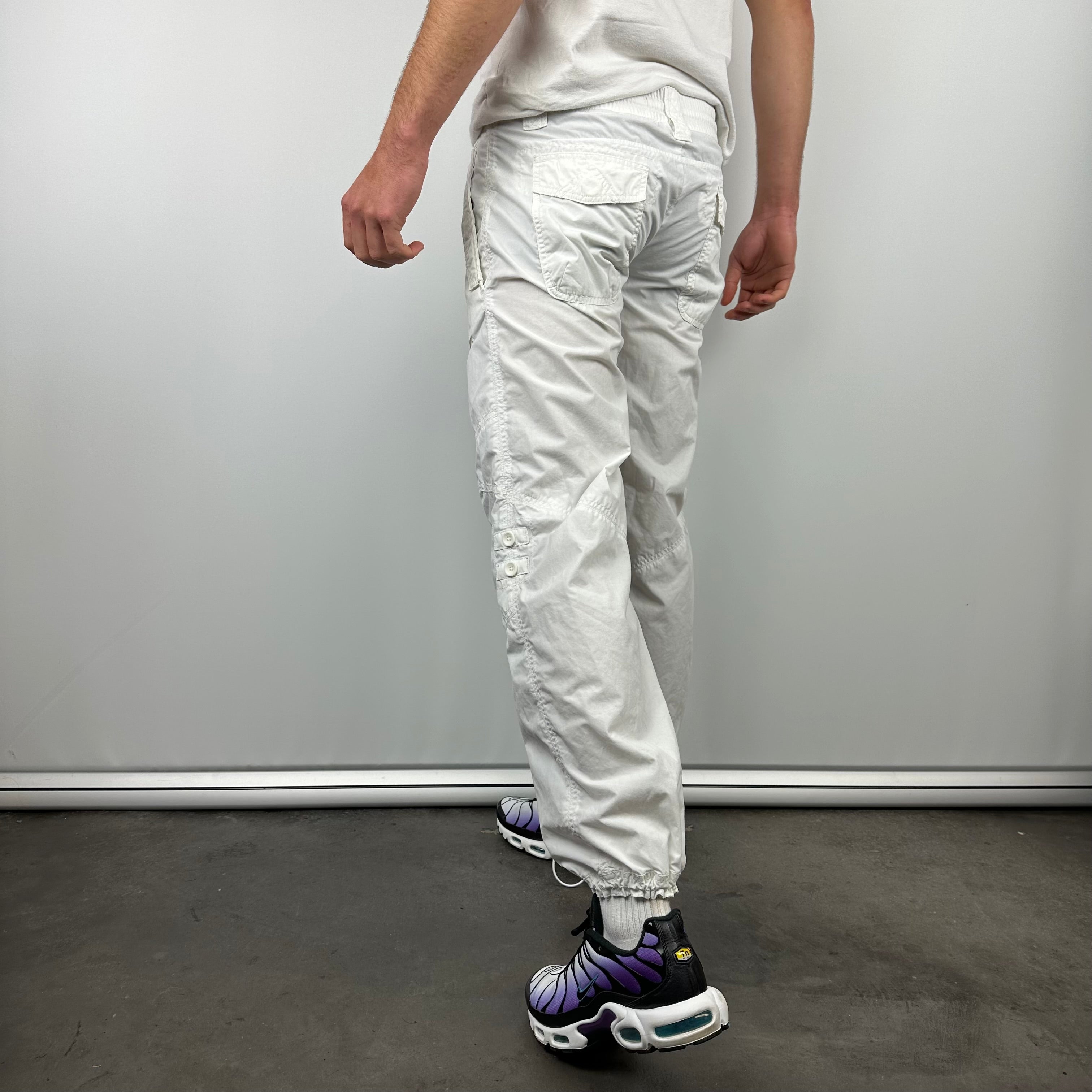 Nike White Embroidered Spell Out Cargo Track Pants (M)