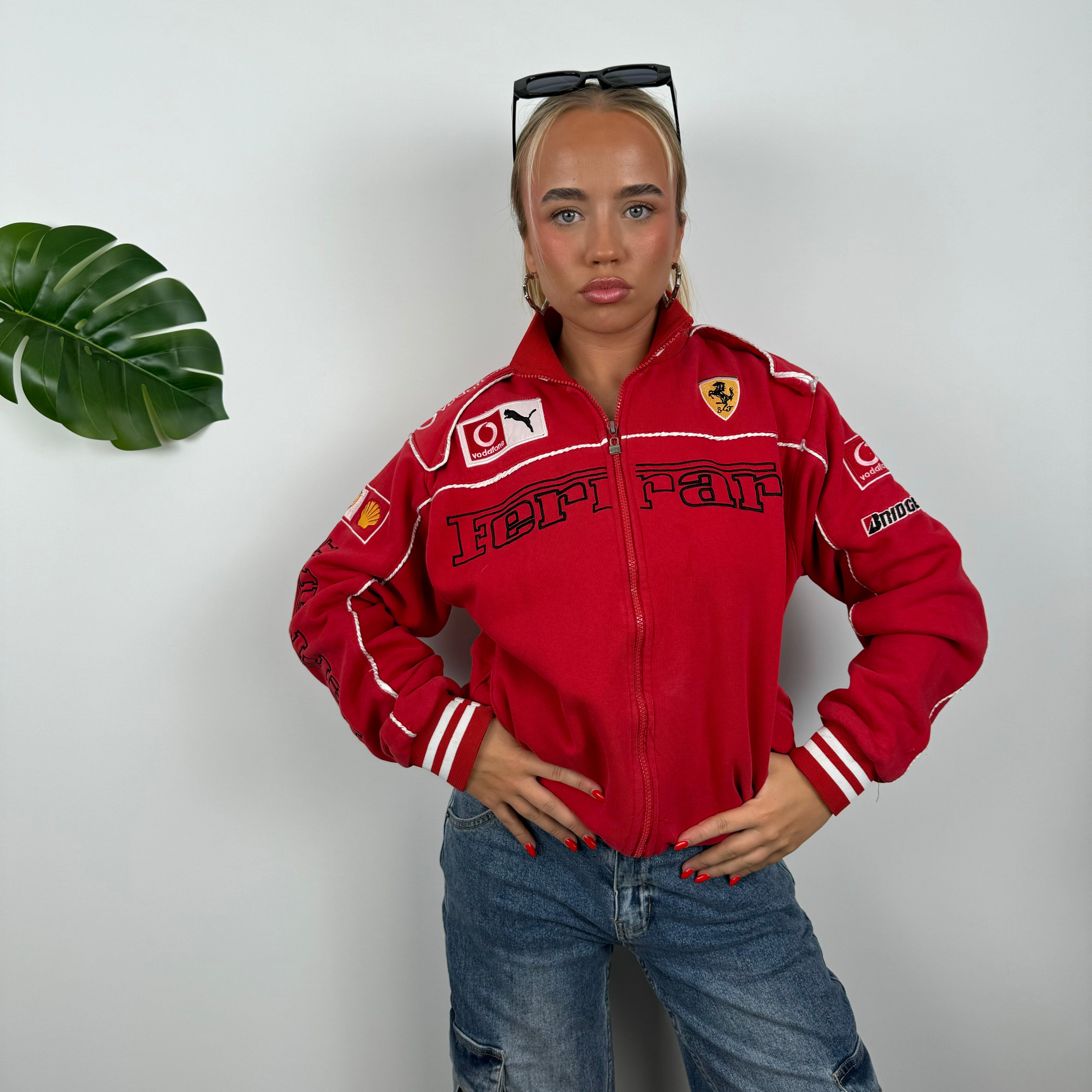 Ferrari Racing RARE Red Embroidered Spell Out Zip Up Jacket (M)