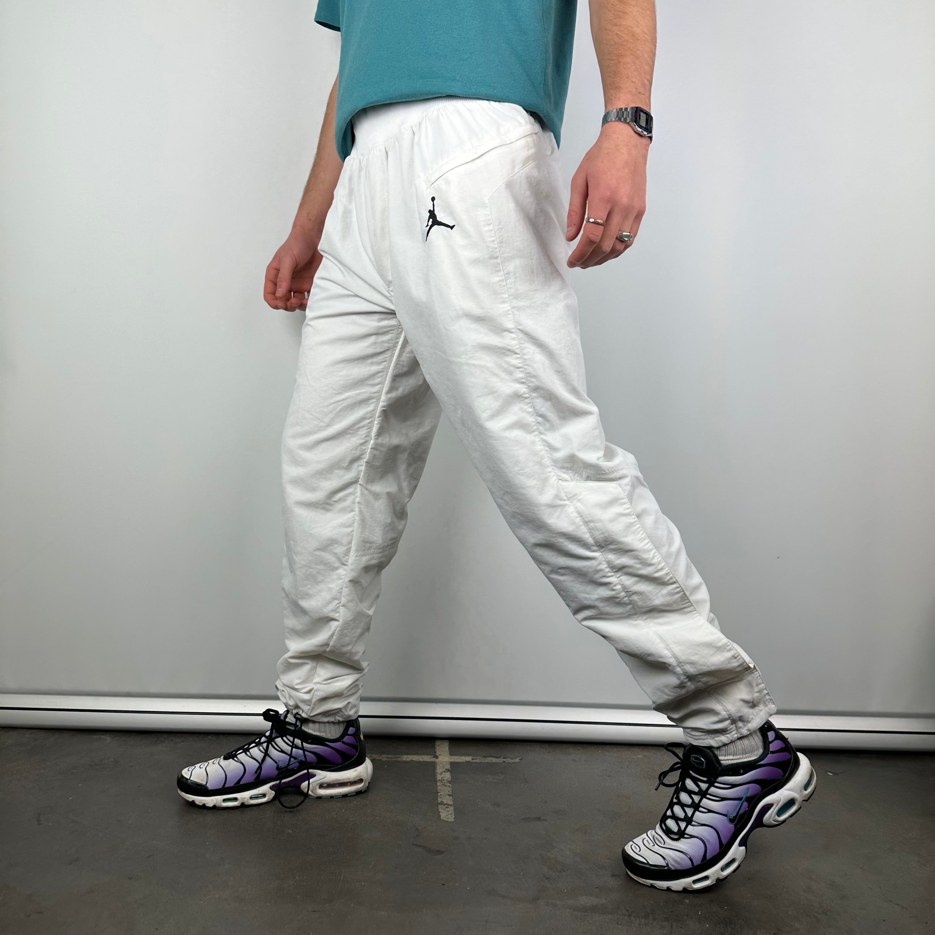 Nike Air Jordan White Spell Out Track Pants (L)