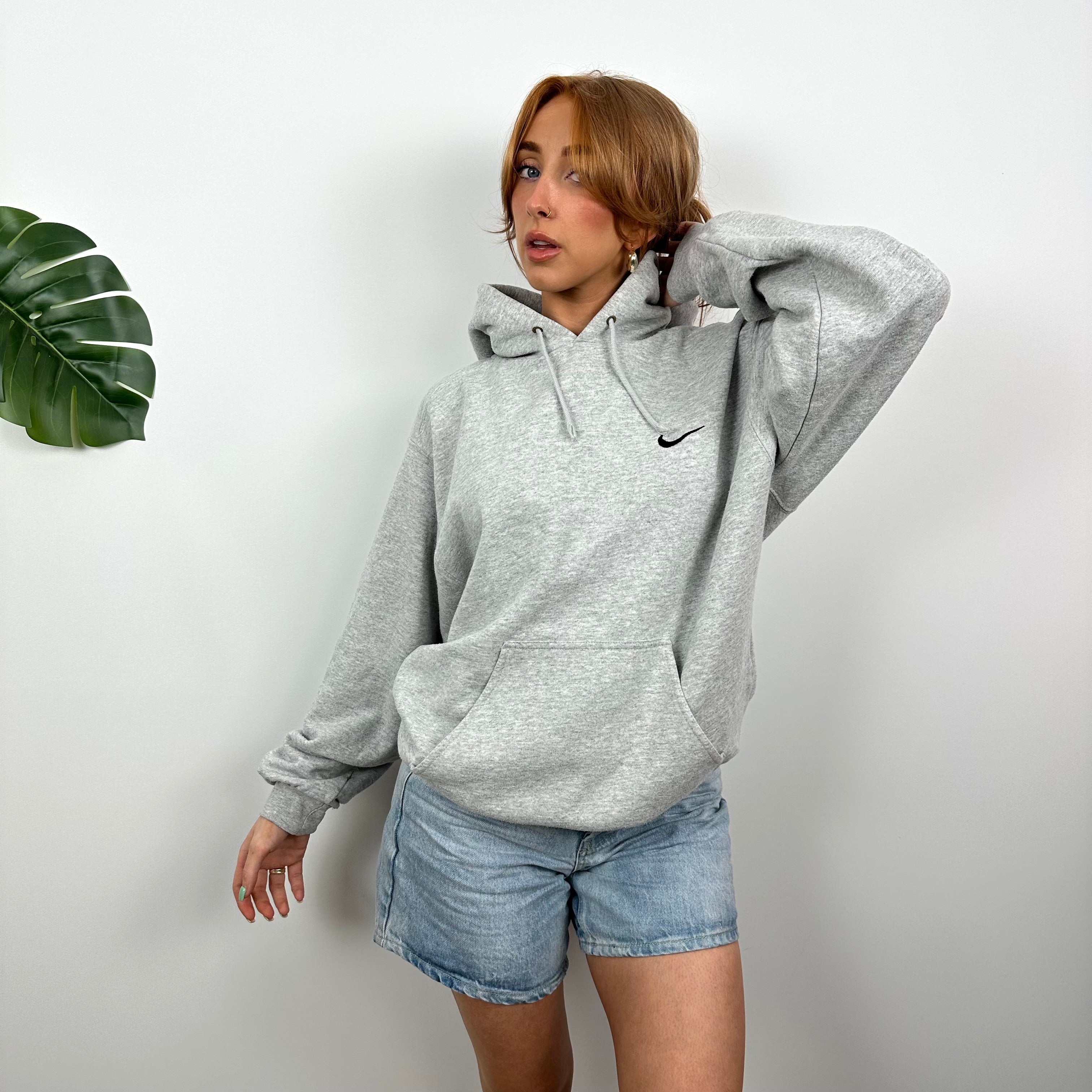 Nike Grey Embroidered Swoosh Hoodie (M)