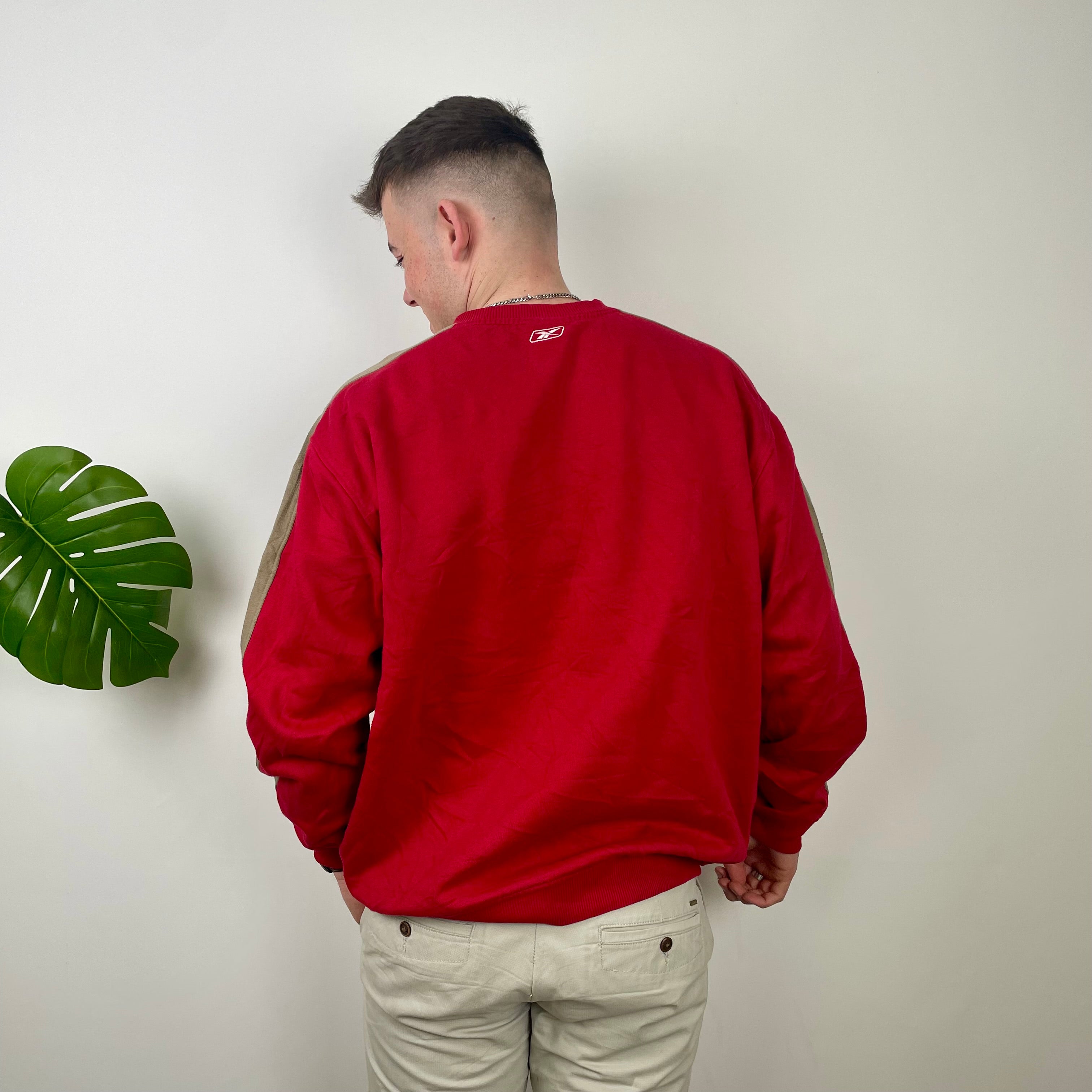 Reebok Red Embroidered Spell Out Sweatshirt (XL)