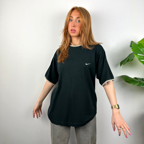 Nike RARE Black Embroidered Swoosh T Shirt (L)