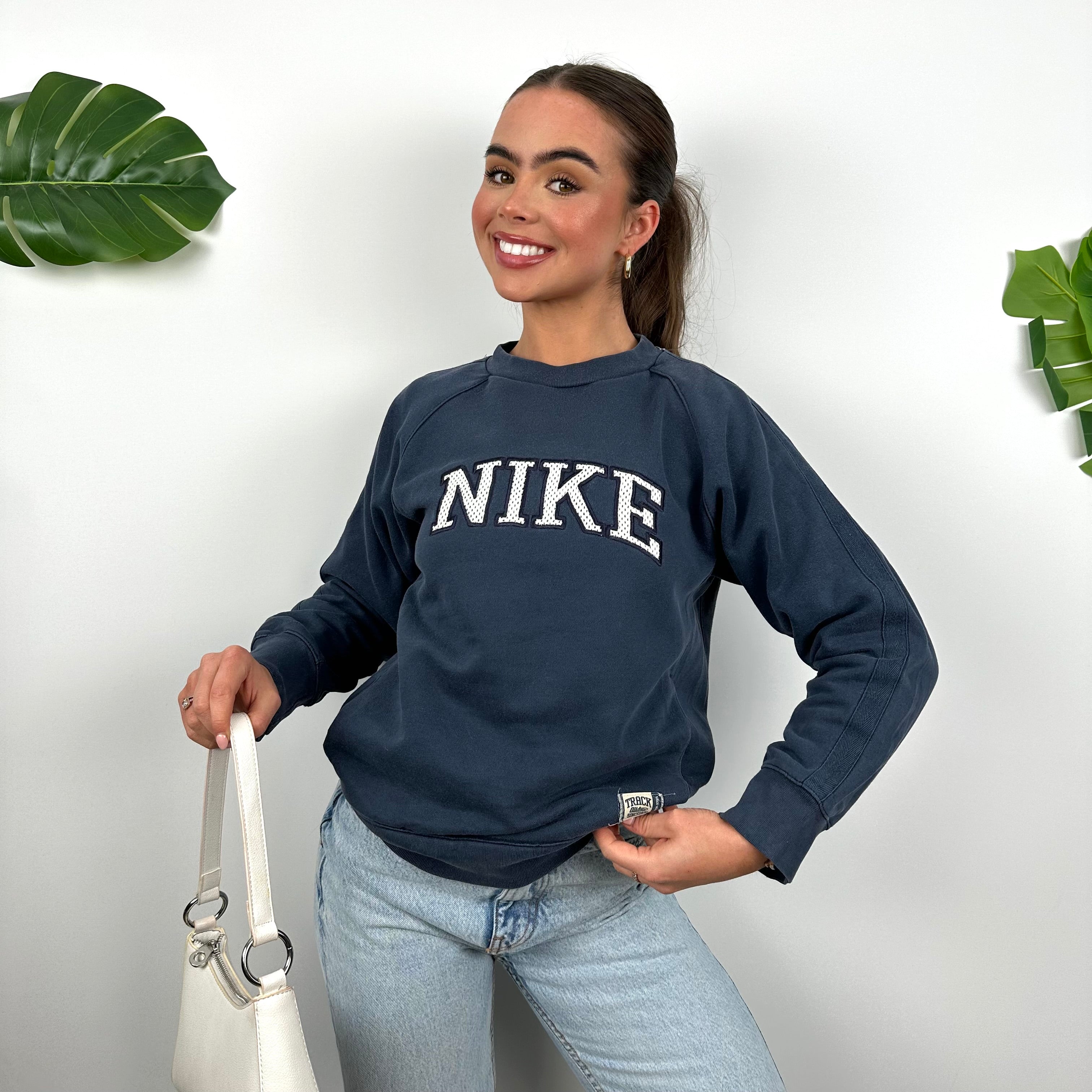 Nike Navy Embroidered Spell Out Sweatshirt (S)