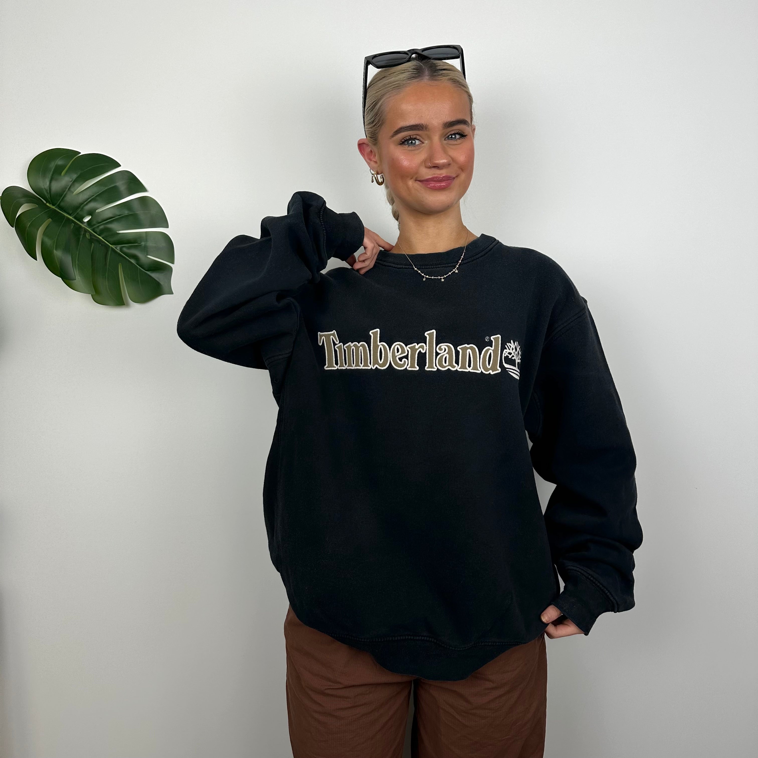 Timberland Black Embroidered Spell Out Sweatshirt (M)