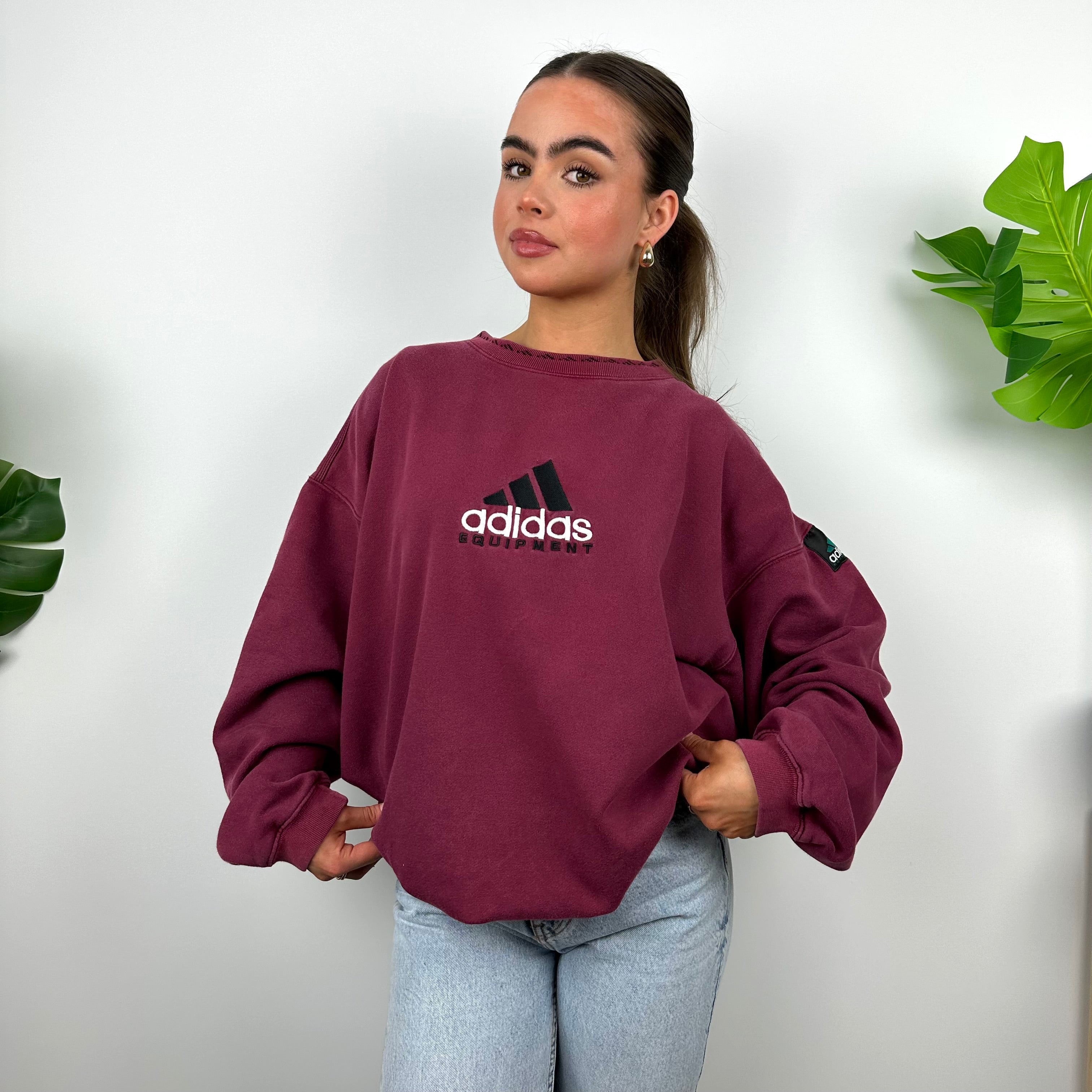 Adidas Equipment Maroon Embroidered Spell Out Sweatshirt (L)