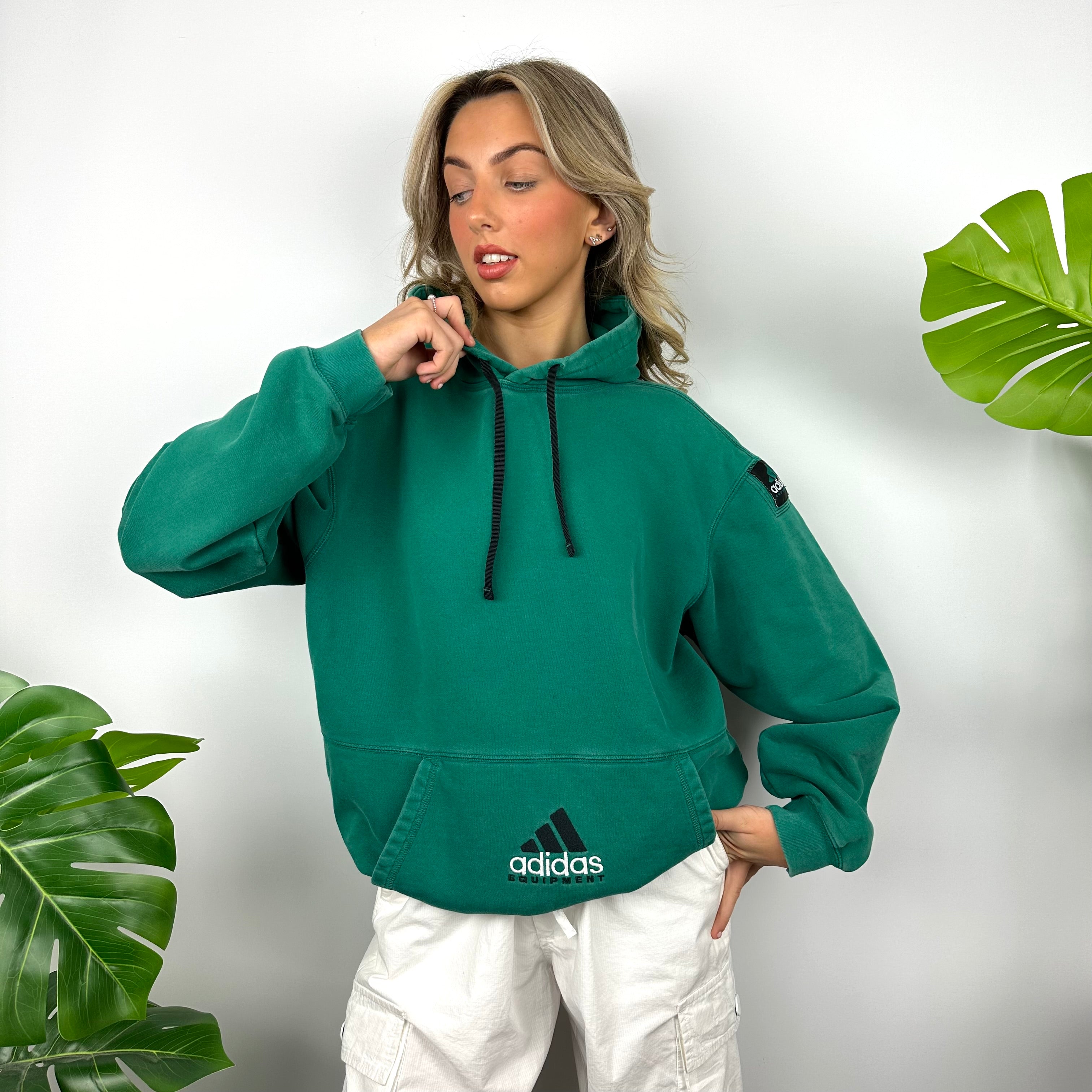 Adidas Equipment RARE Green Embroidered Spell Out Hoodie (L)