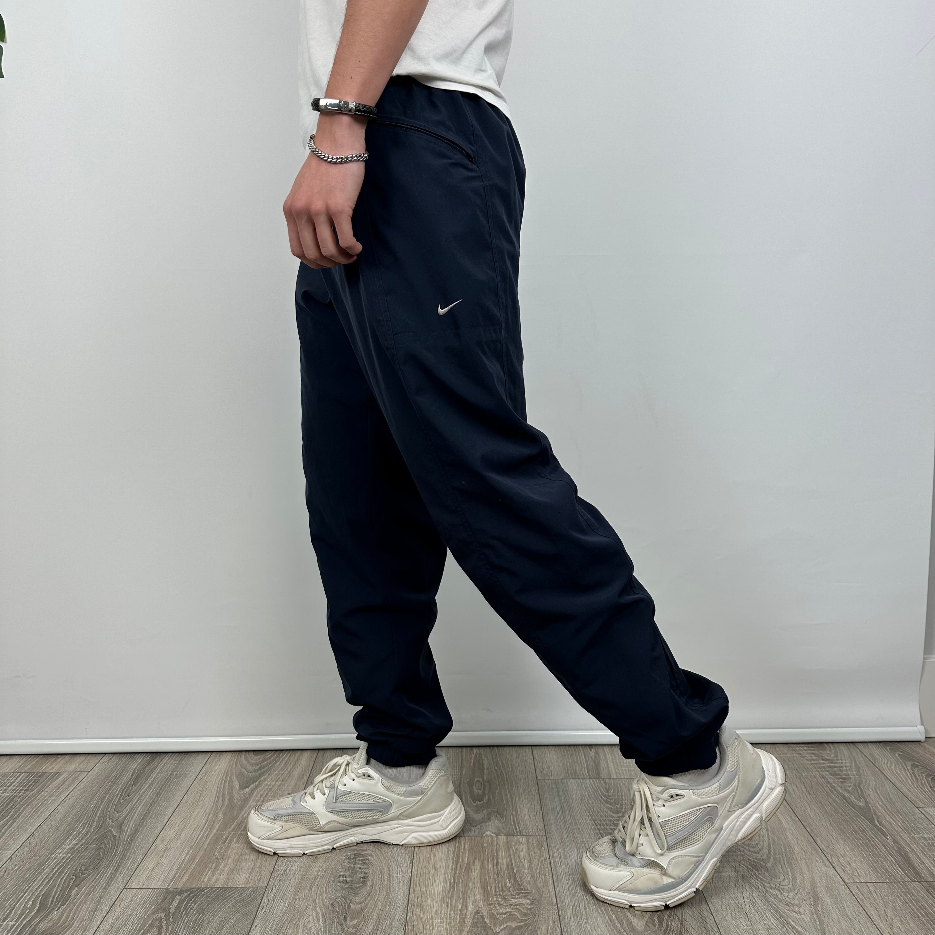 Nike Navy Embroidered Swoosh Track Pants (M)