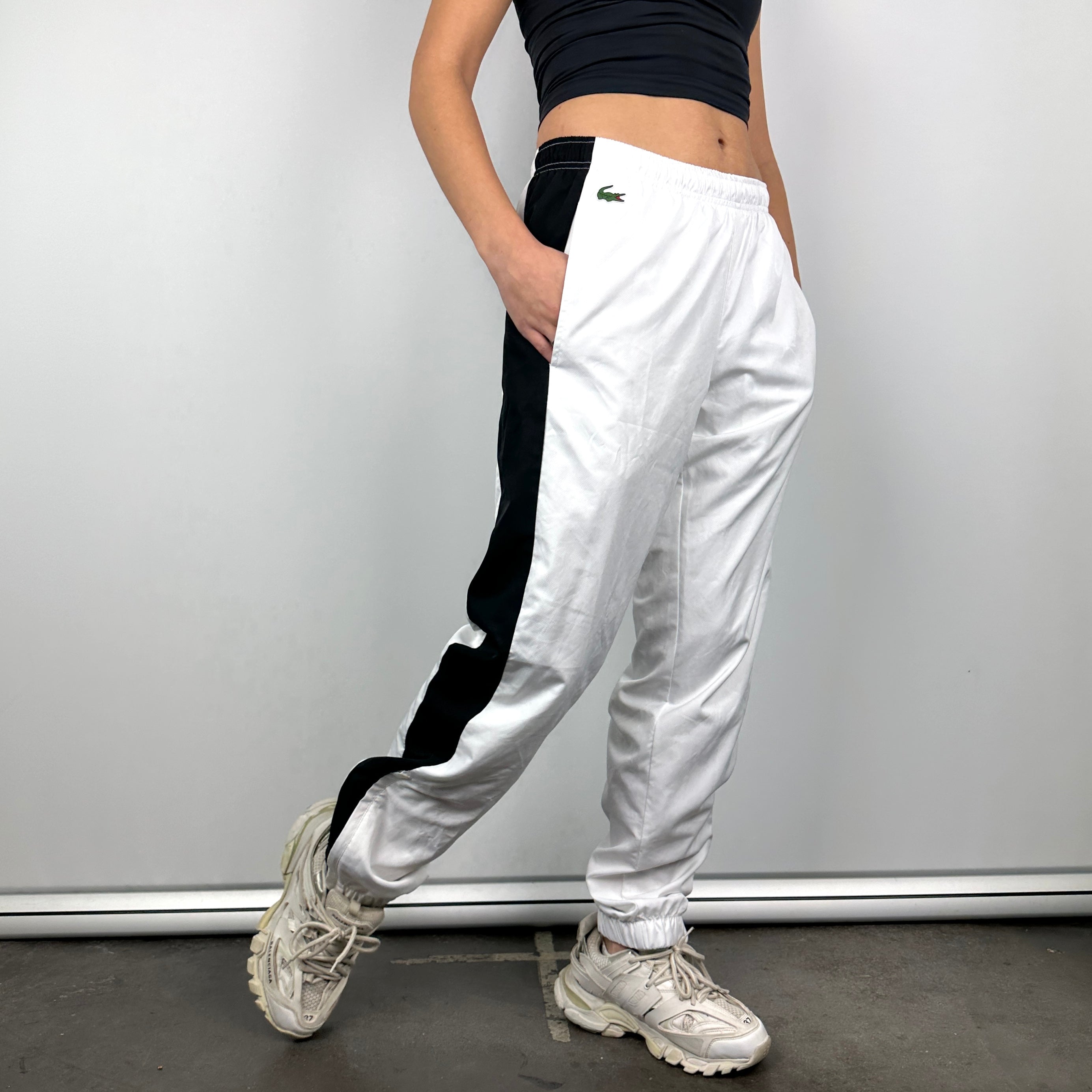 Lacoste White Embroidered Logo Track Pants (M)