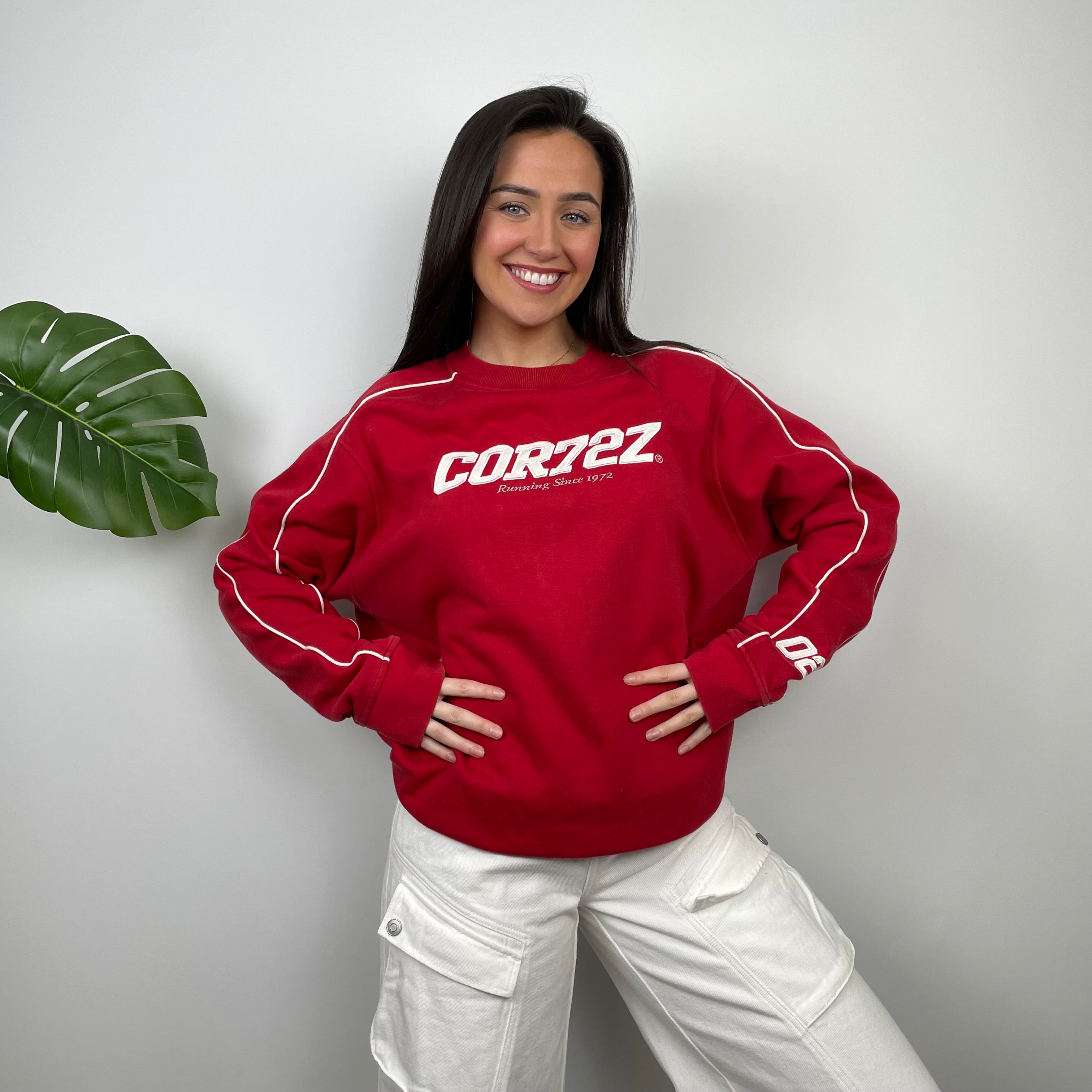 Nike Cortez RARE Red Embroidered Spell Out Sweatshirt (M)