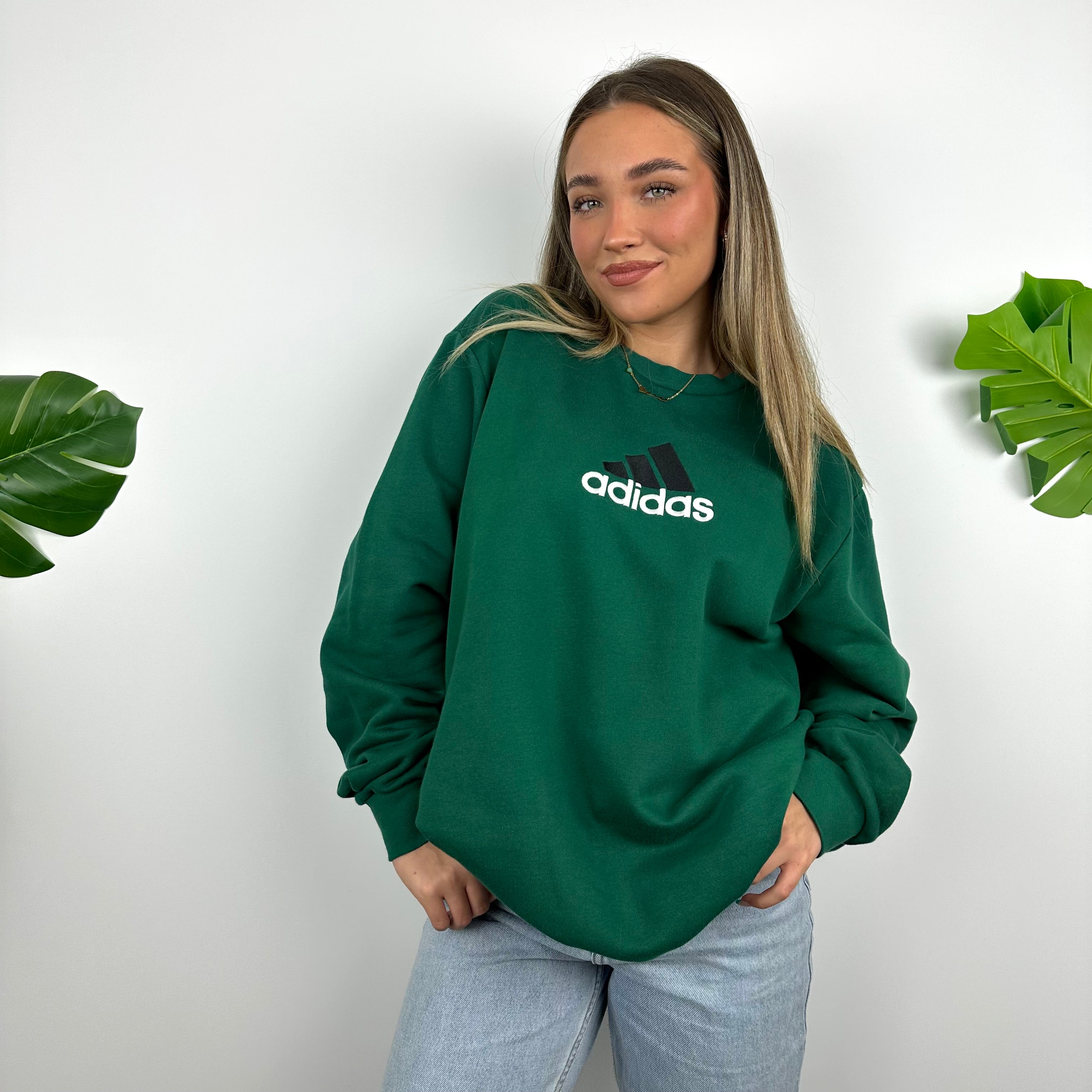 Adidas Equipment Green Embroidered Spell Out Sweatshirt (XL)