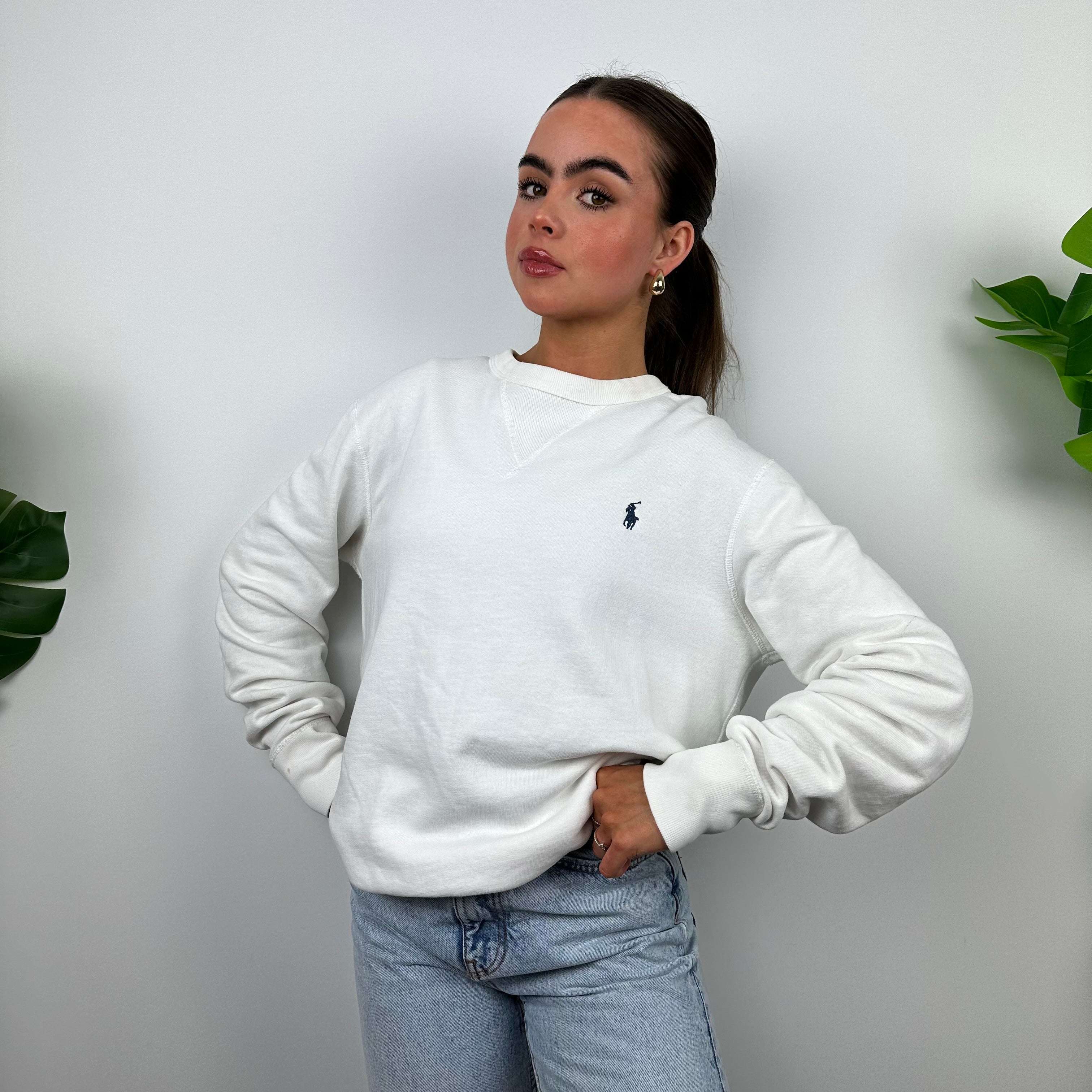 Polo Ralph Lauren White Embroidered Logo Sweatshirt (M)