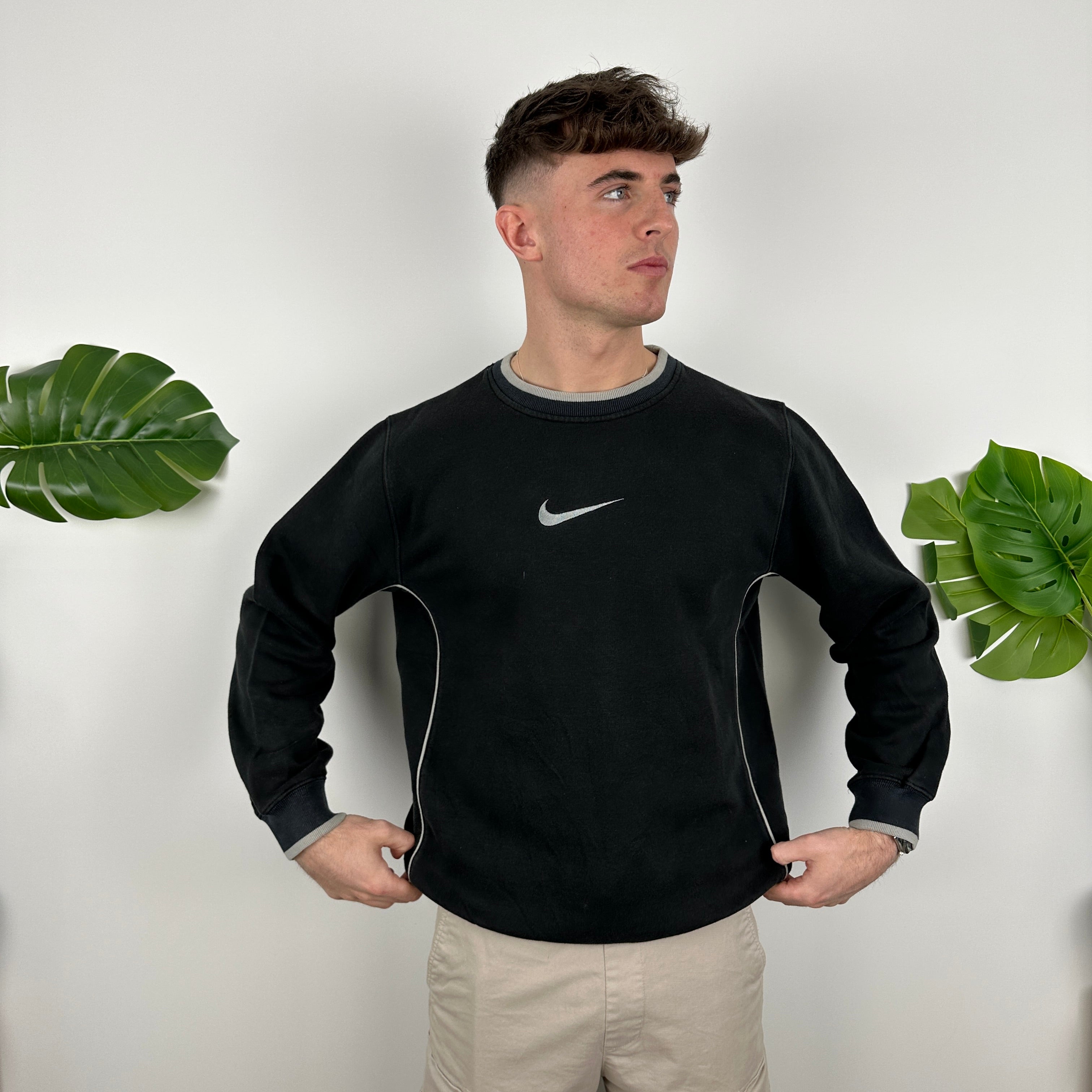 Nike Black Embroidered Swoosh Sweatshirt (M)