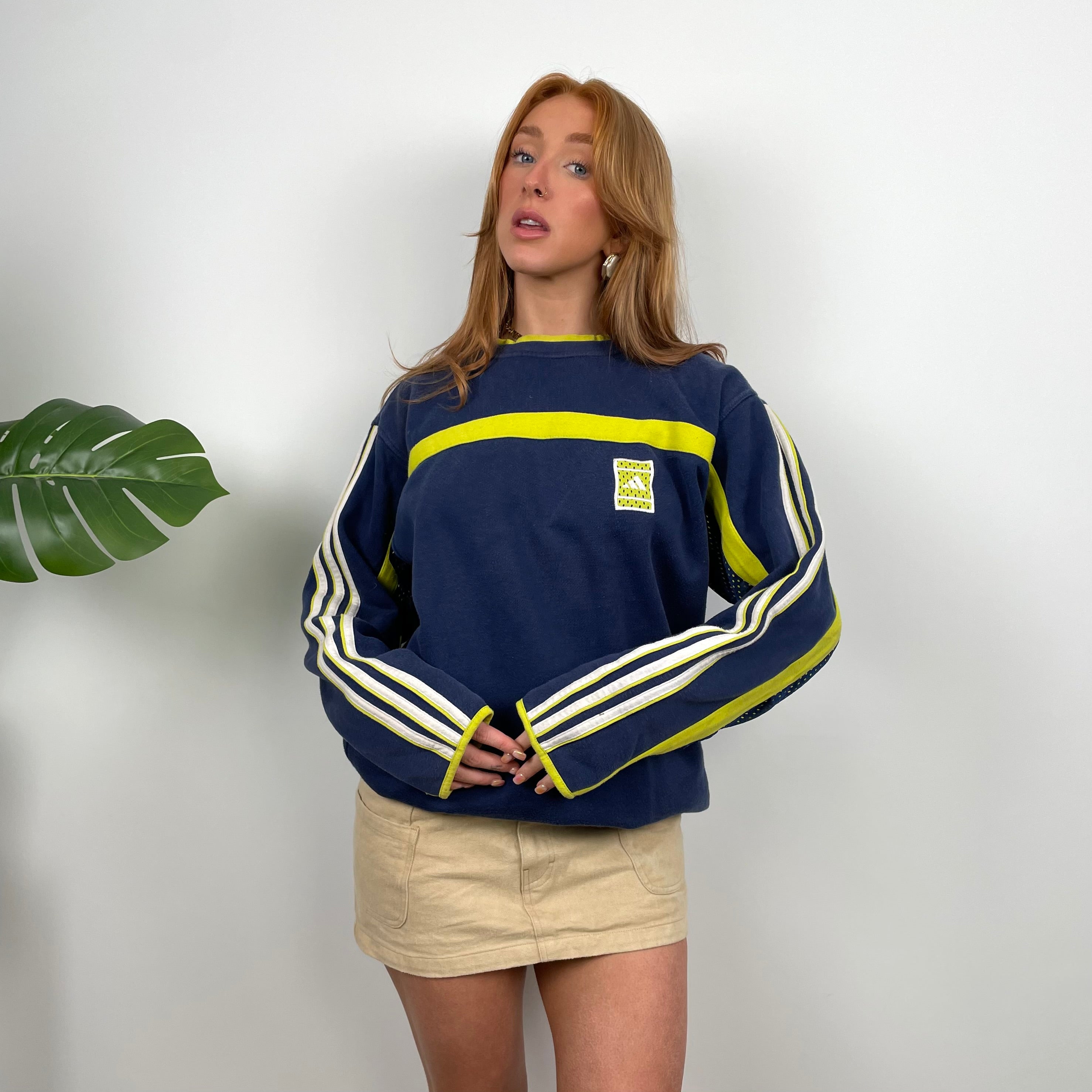 Adidas Navy Embroidered Spell Out Sweatshirt (M)