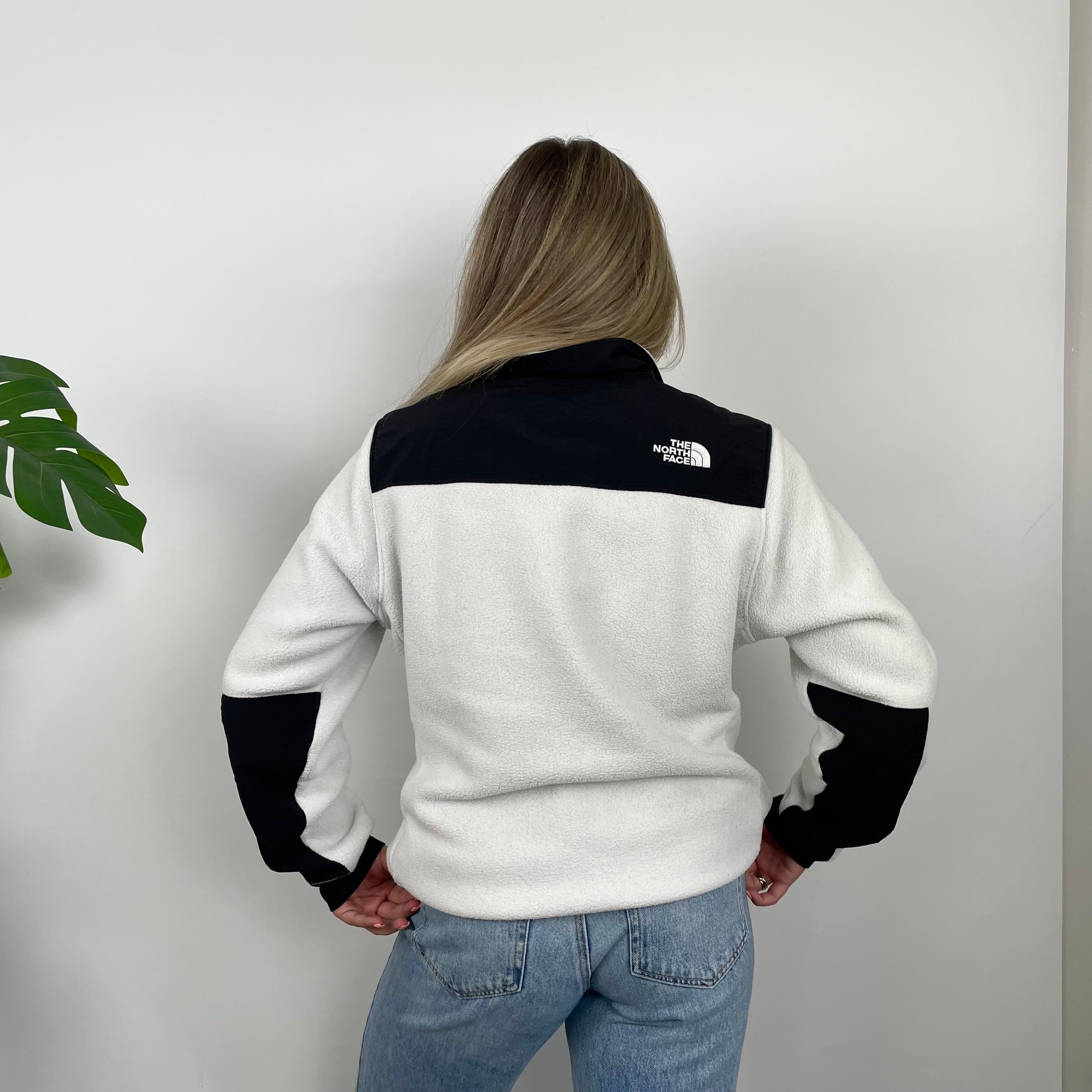 North Face White Denali Teddy Bear Fleece Zip Up Jacket (M)