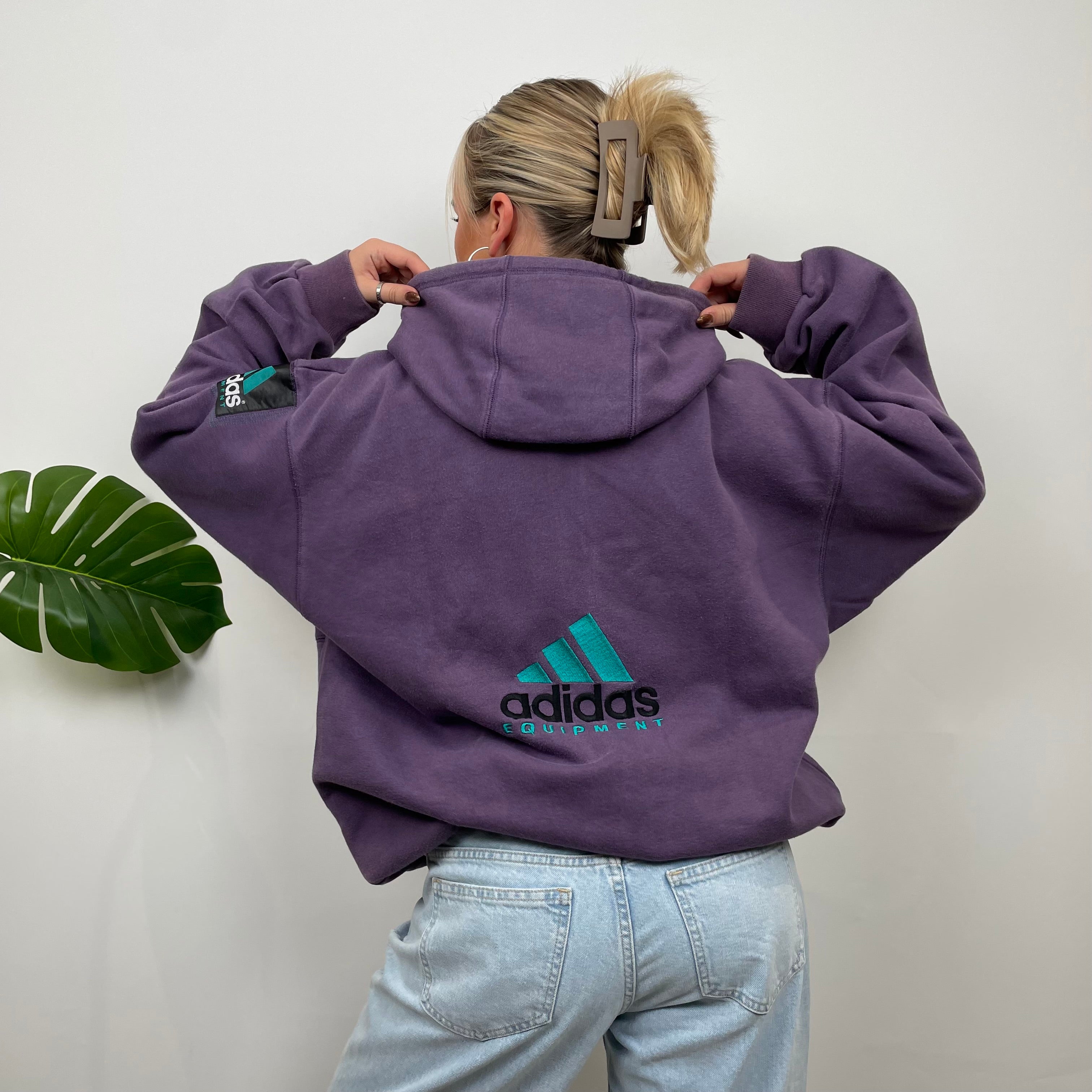 Adidas Equipment EQT RARE Purple Embroidered Spell Out Zip Up Hoodie Jacket (L)