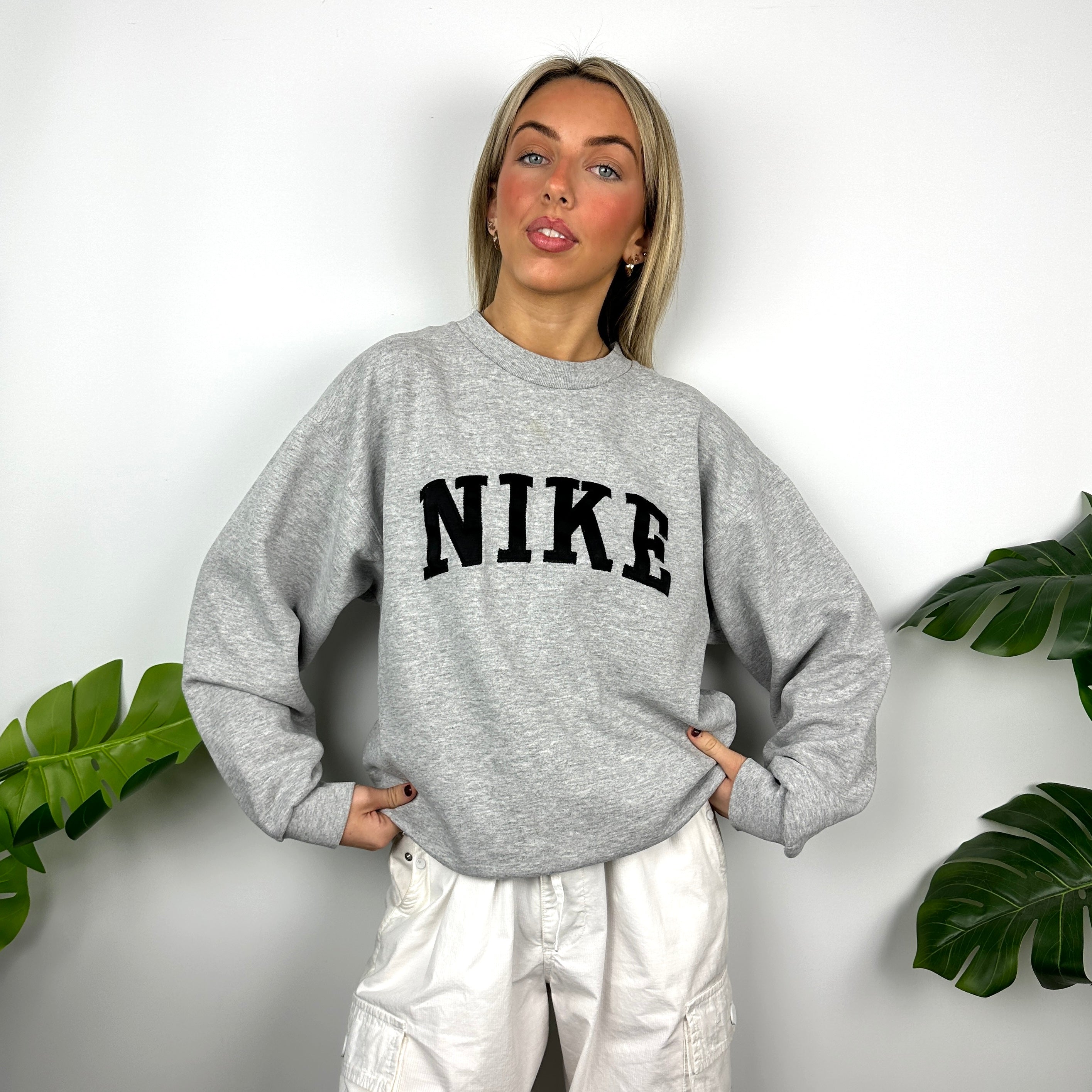 Nike Grey Embroidered Spell Out Sweatshirt (M)