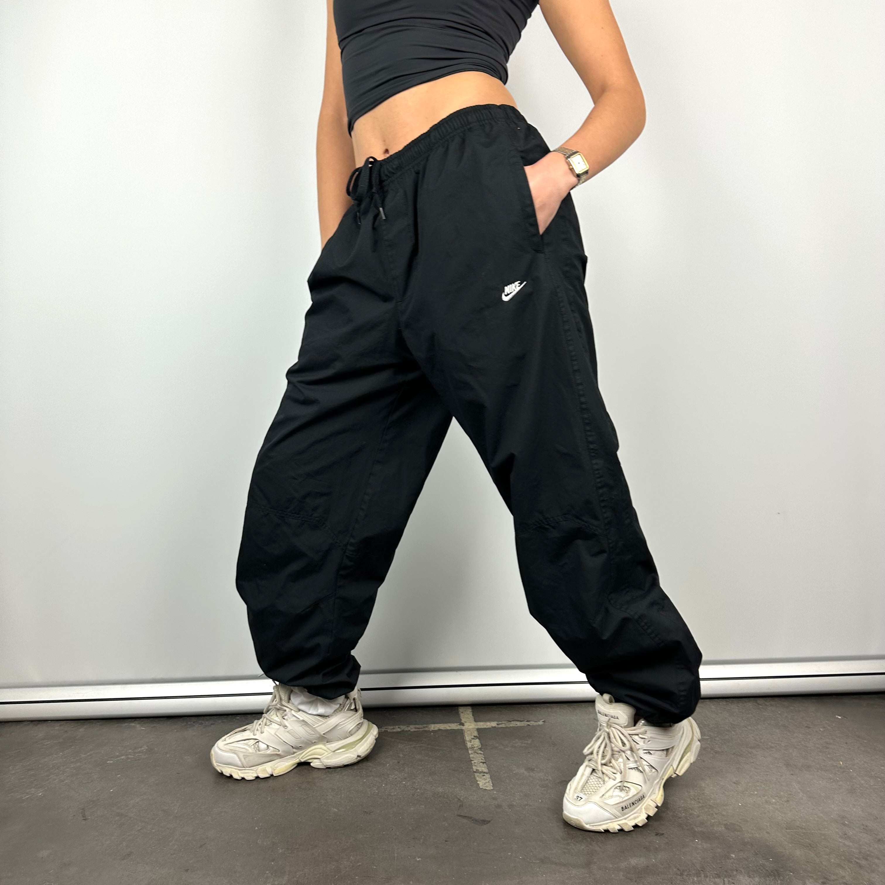 Nike Black Embroidered Spell Out Track Pants (L)