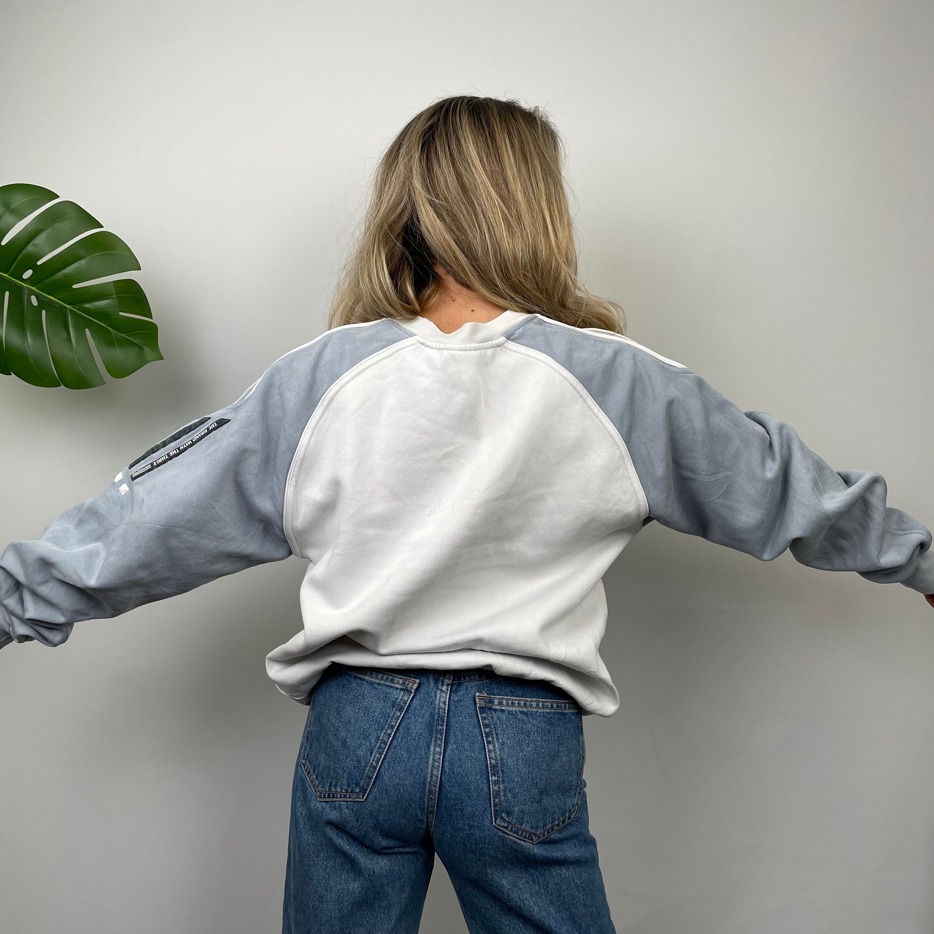 Adidas White Embroidered Spell Out Sweatshirt (M)