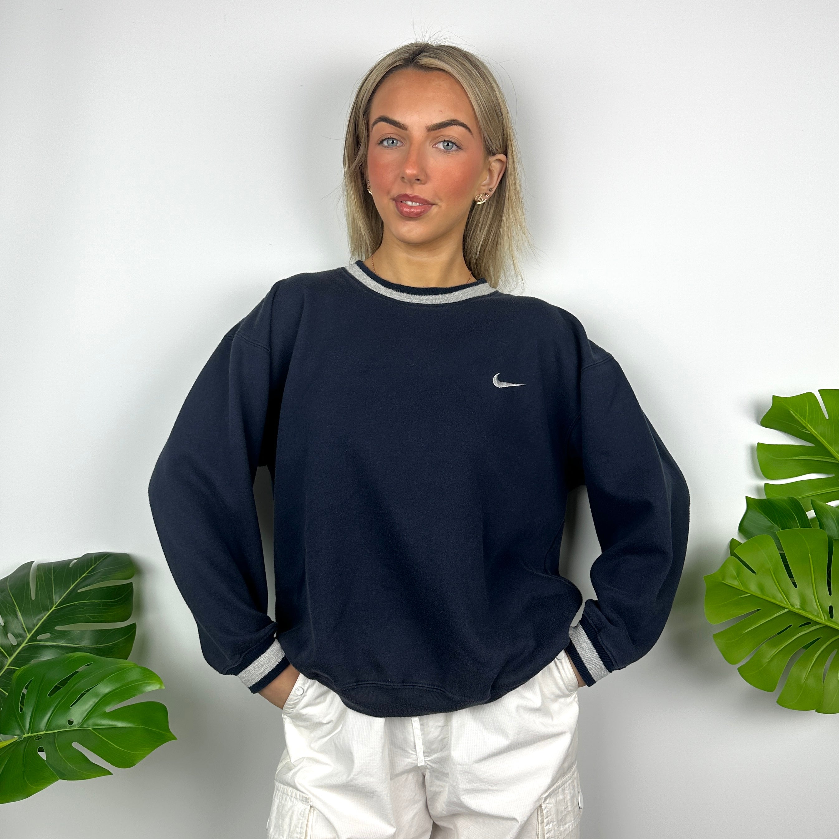 Nike Navy Embroidered Swoosh Sweatshirt (S)